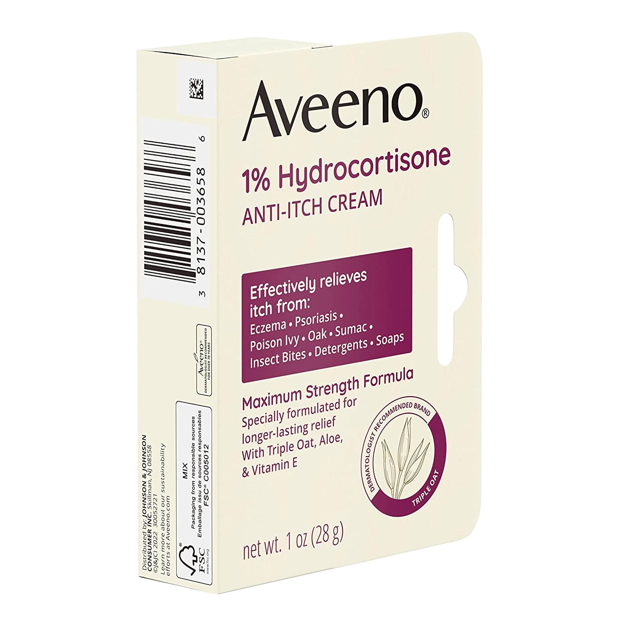 Aveeno® Active Naturals 1% Hydrocortisone Anti-Itch Cream Maximum Strength Formula