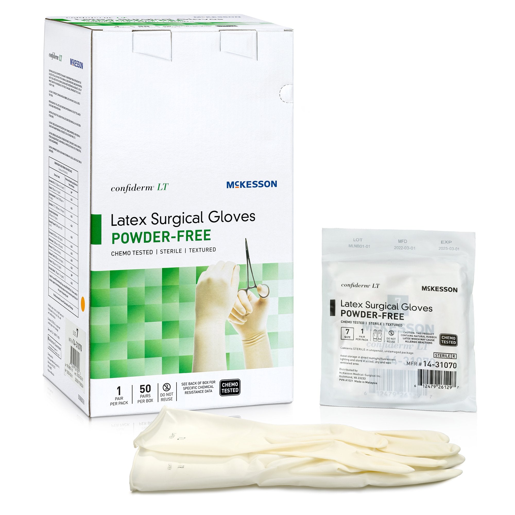 Confiderm® LT Latex Surgical Glove, Size 7, Ivory