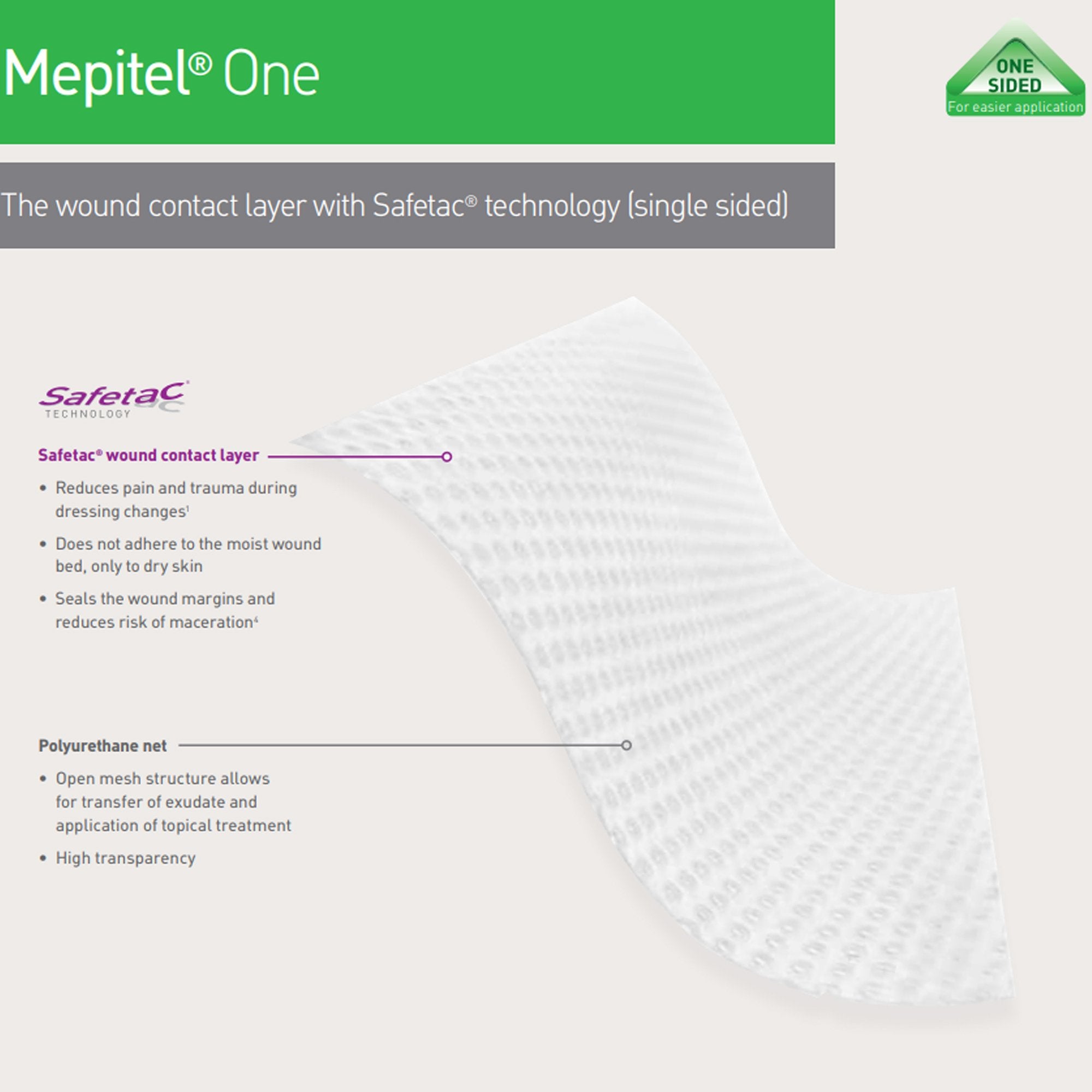 Wound Contact Layer Dressing Mepitel® One 4 X 7 Inch Sterile