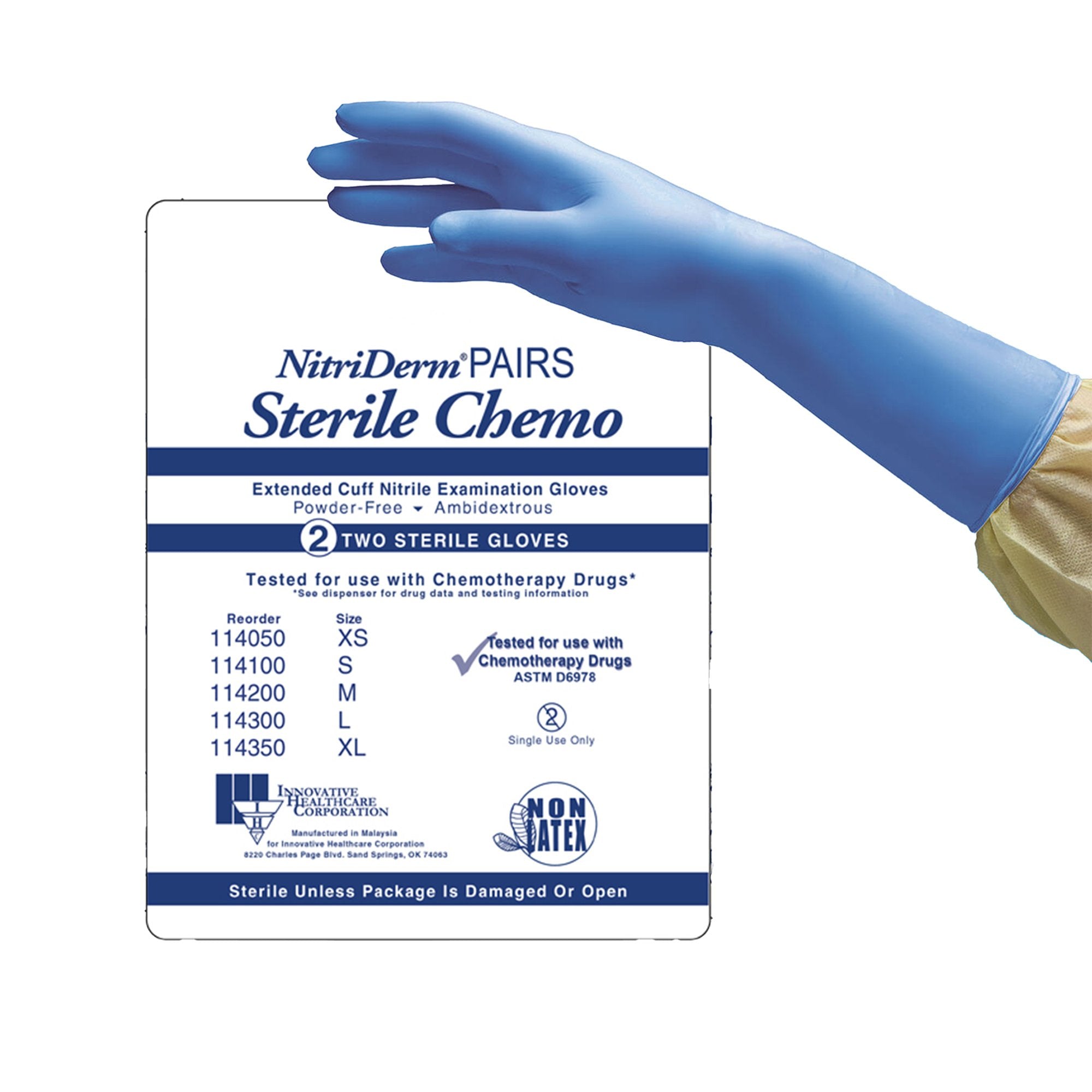 NitriDerm® EC Nitrile Extended Cuff Length Exam Glove, Large, Blue