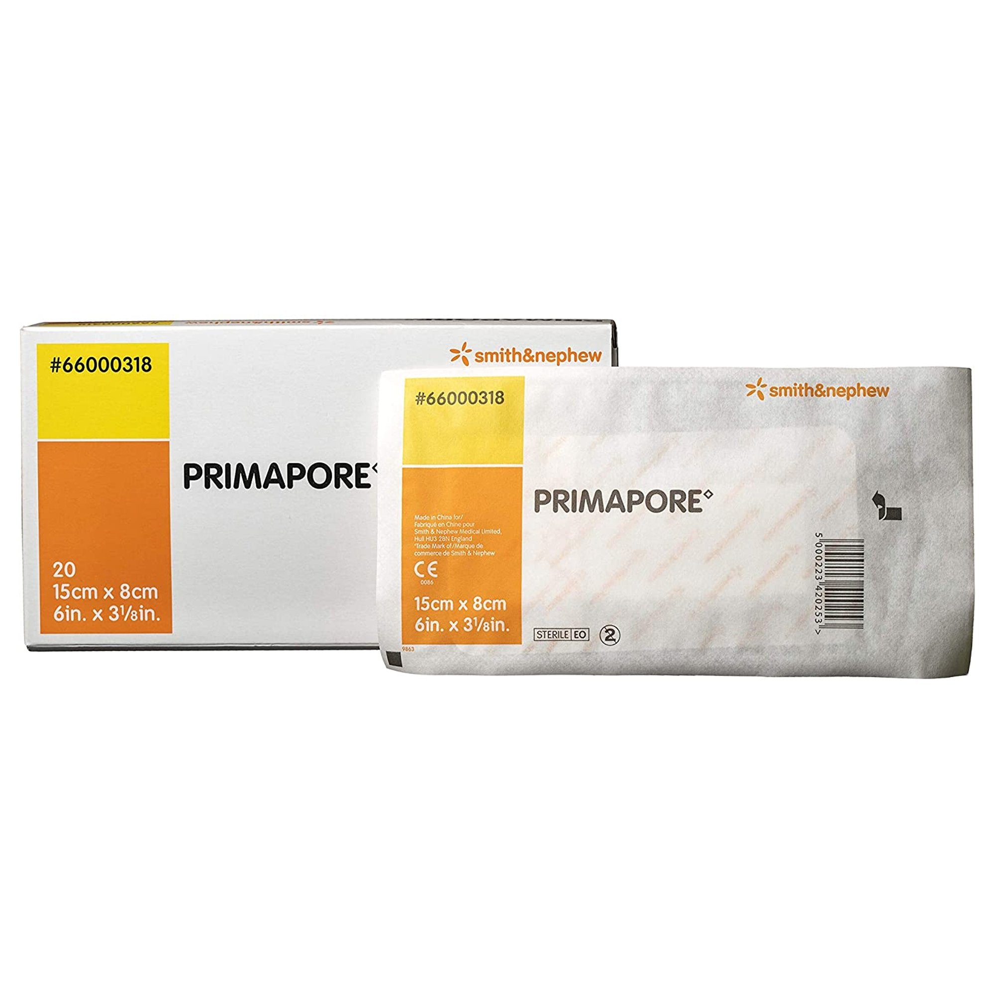 Primapore White Adhesive Dressing, 8 x 15 Centimeter