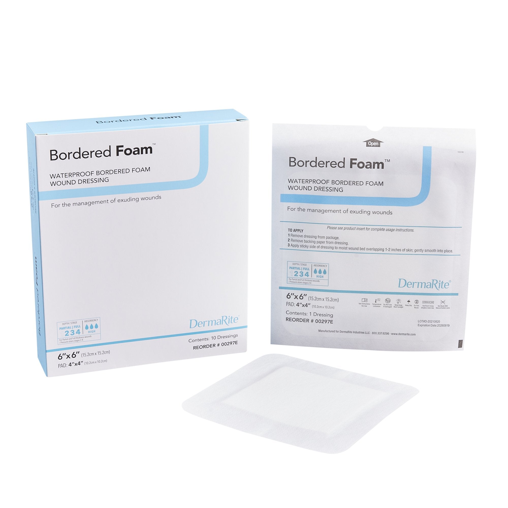 BorderedFoam® Adhesive with Border Foam Dressing, 6 x 6 Inch