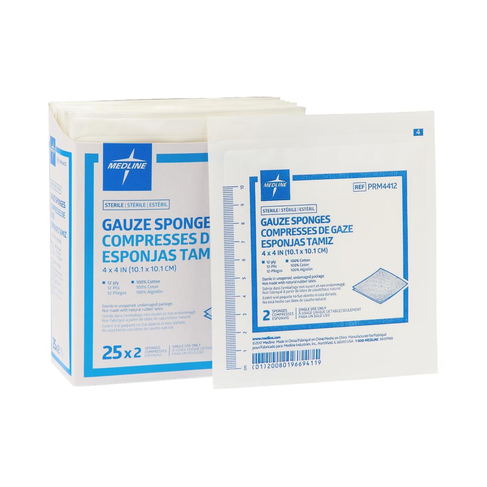 Medline Sterile Gauze Sponge, 4 x 4 Inch