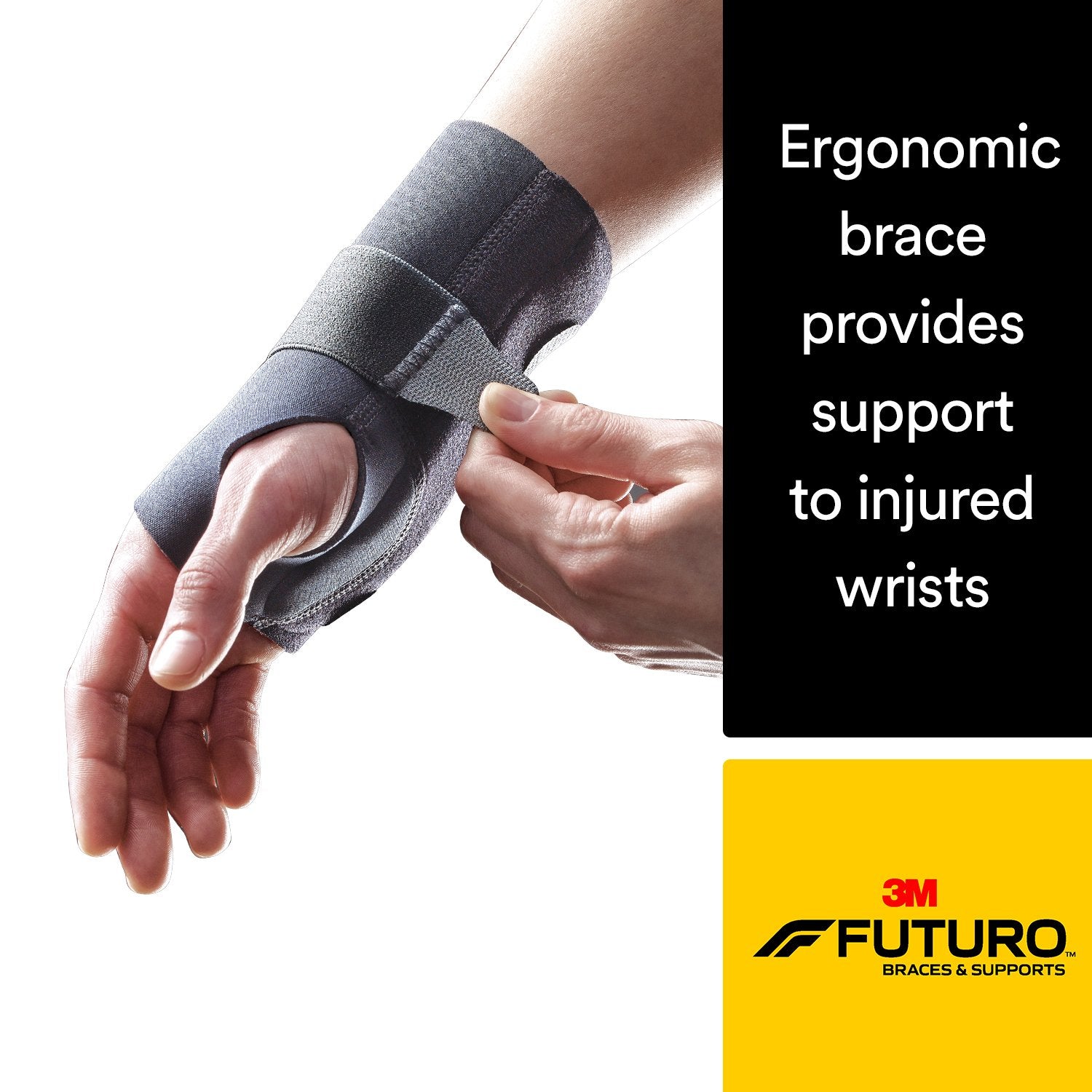 Wrist Brace Futuro™ Compression Stabilizing Low Profile Aluminum / Nylon / Polyester / Polyethylene / Spandex / Silicone Right Hand Black Large / X-Large