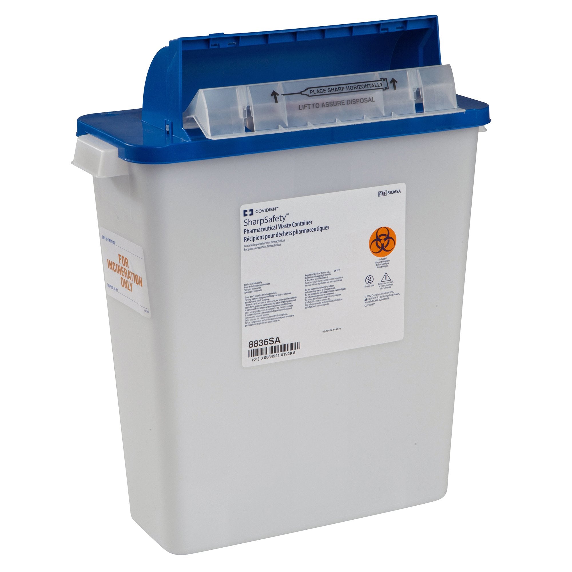 PharmaSafety™ Pharmaceutical Waste Container, 3 Gallon, 16½ x 13¾ x 6 Inch