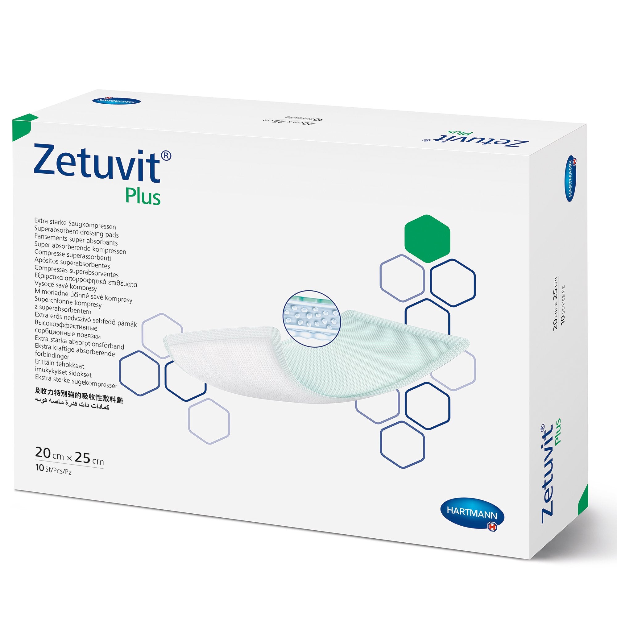 Zetuvit® Plus Silicone Super Absorbent Dressing, 8 x 10 Inch