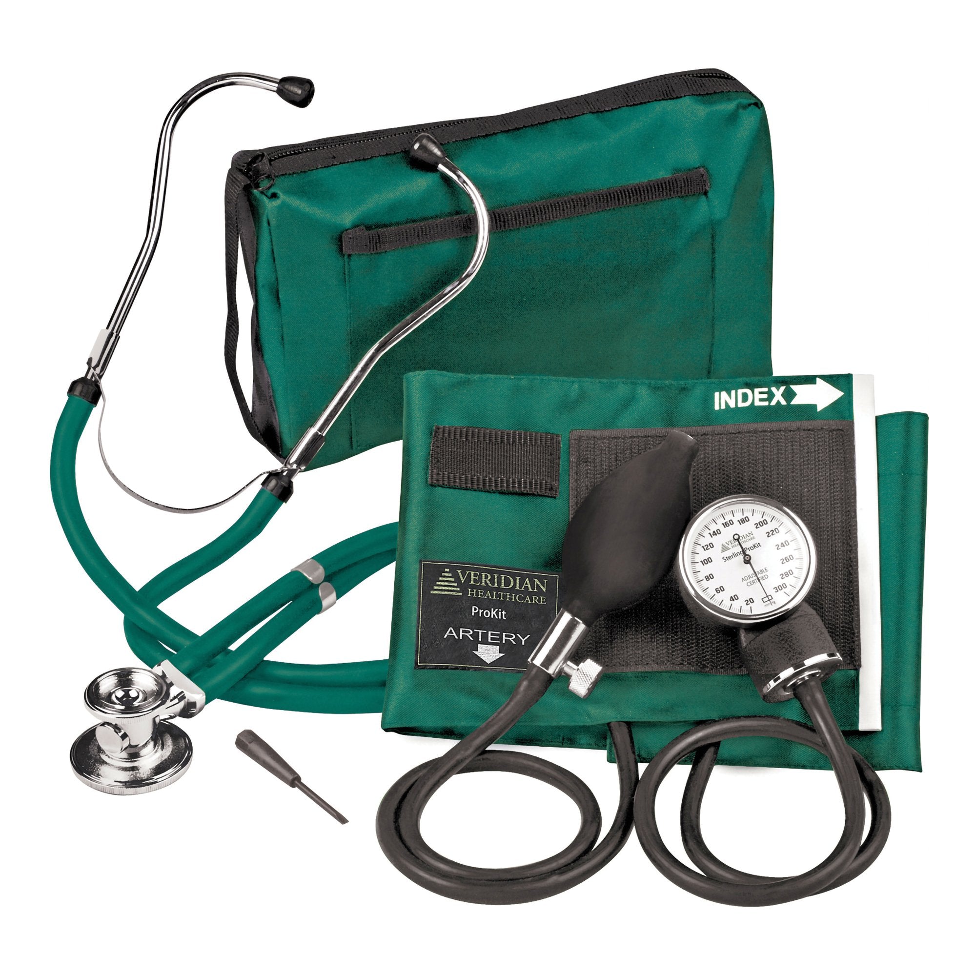 Sterling Series ProKit™ Aneroid Sphygmomanometer with Stethoscope, Hunter Green