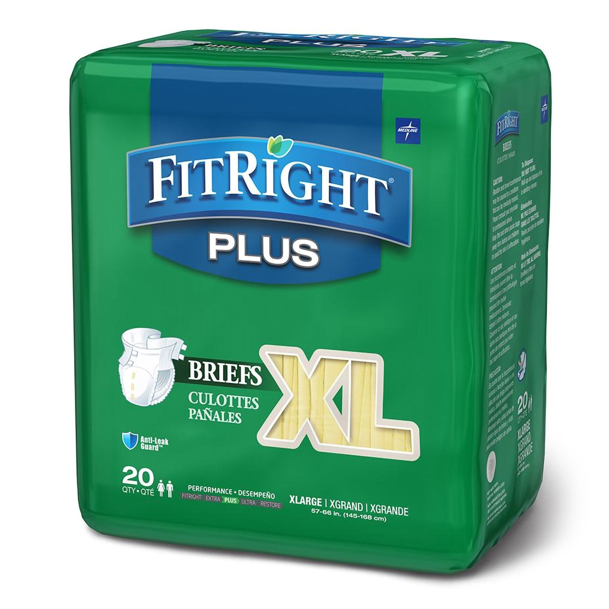 Unisex Adult Incontinence Brief FitRight™ Plus X-Large Disposable Moderate Absorbency