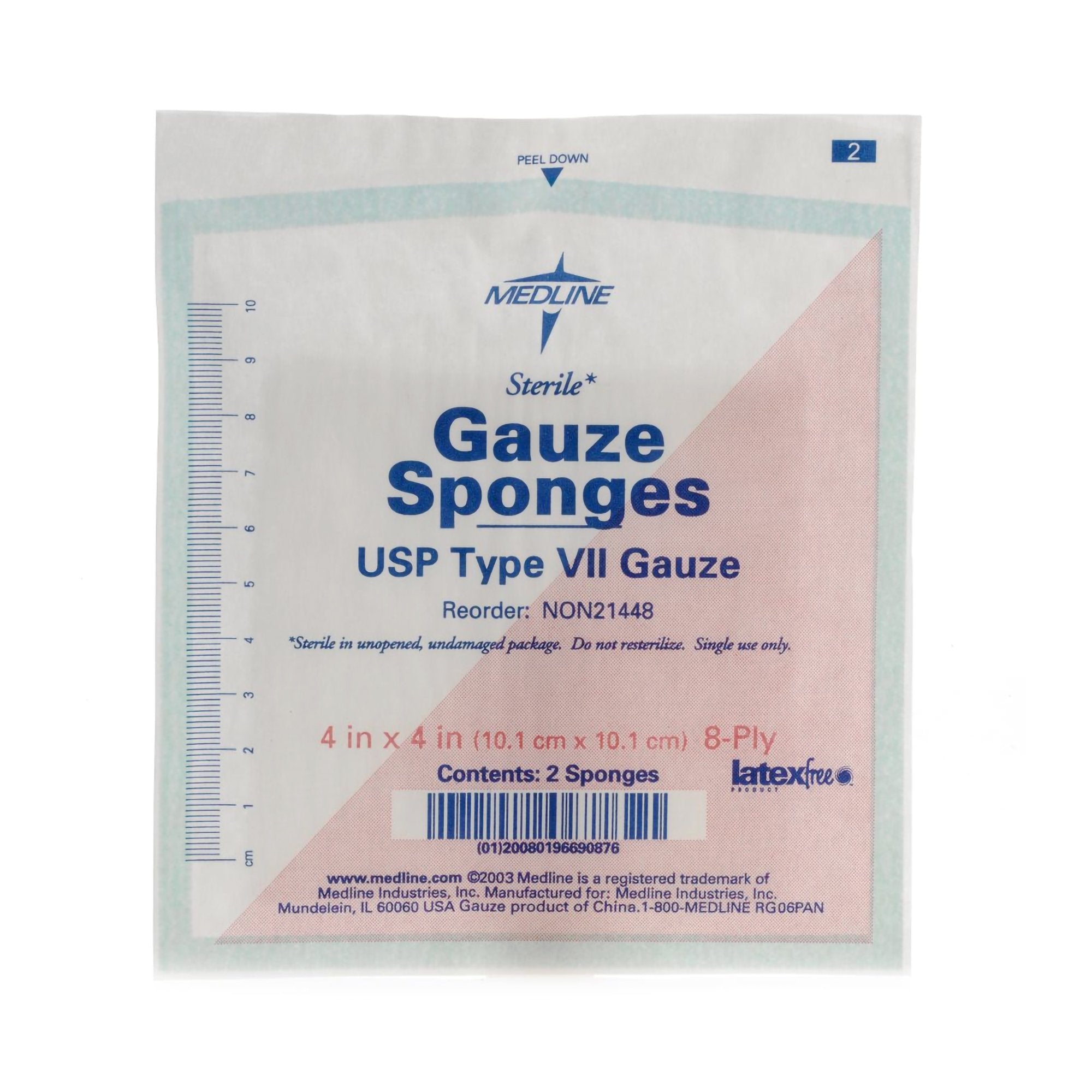 Medline Sterile USP Type VII Gauze Sponge, 4 x 4 Inch