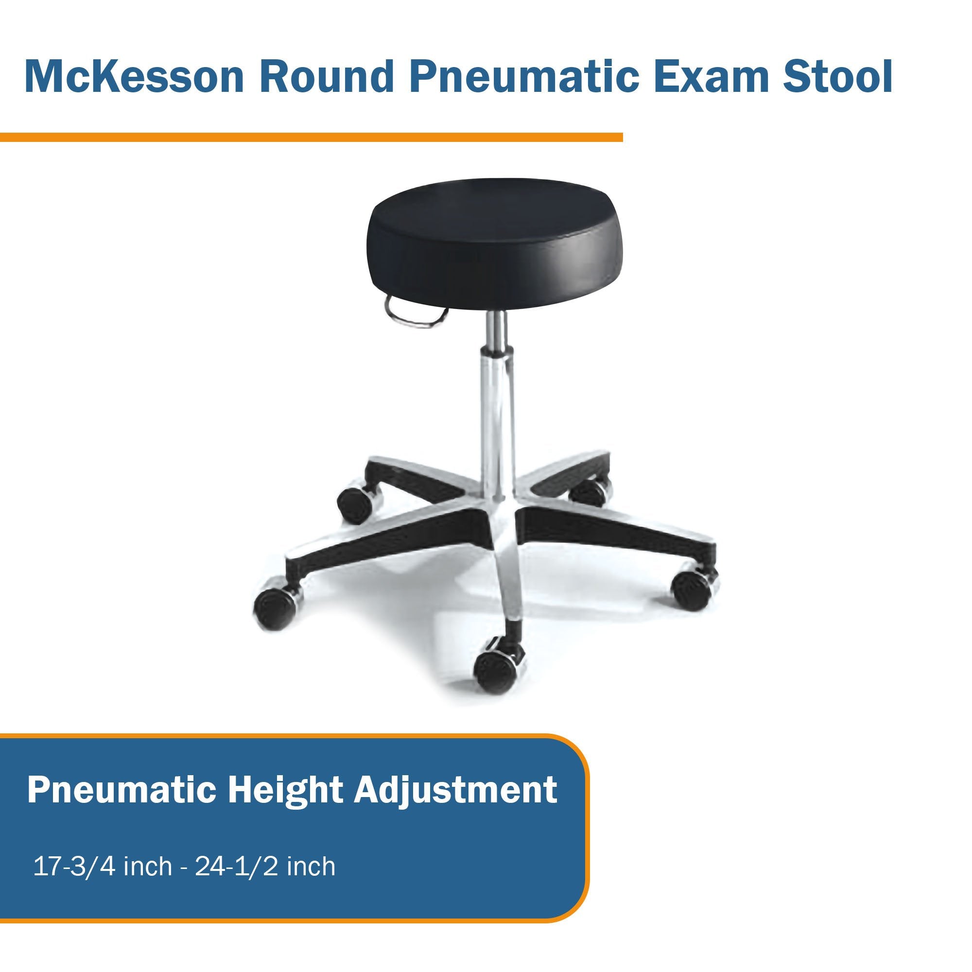 McKesson Round Pneumatic Exam Stool, Black