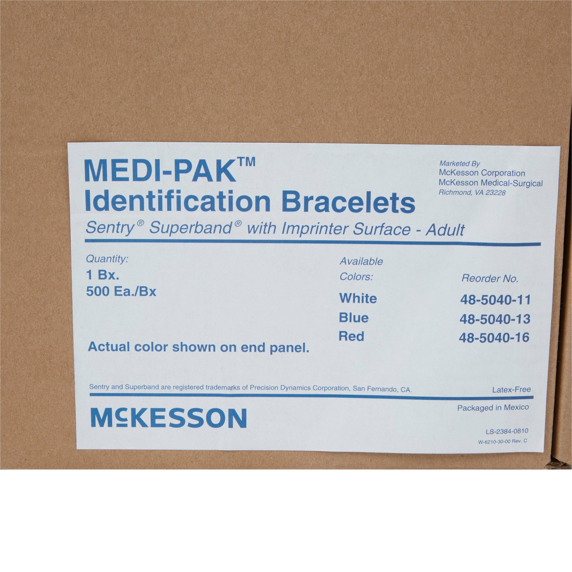 Identification Wristband McKesson Laser Print Permanent Snap