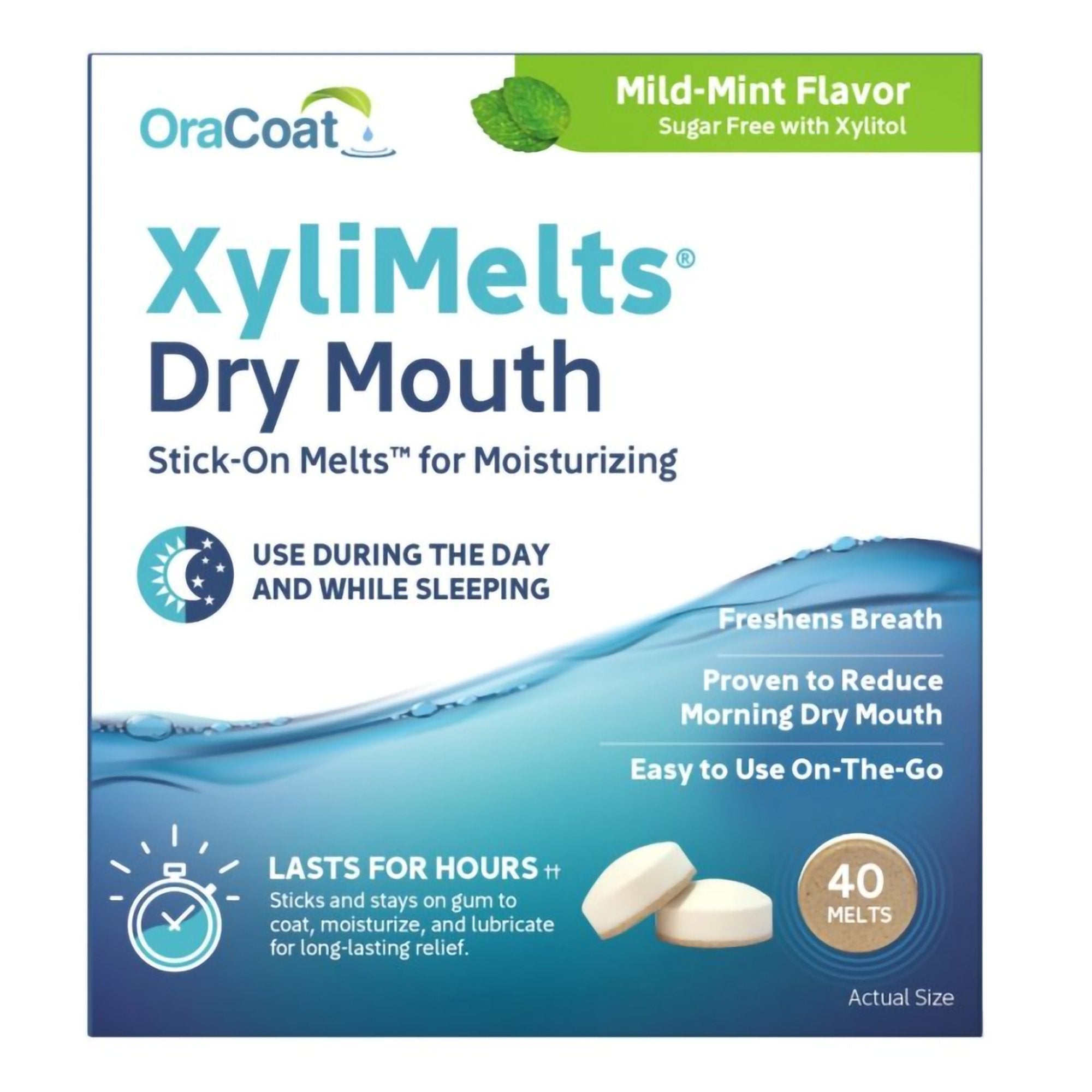 OraCoat XyliMelts Stick-On Melts for Moisturizing, Mild Mint