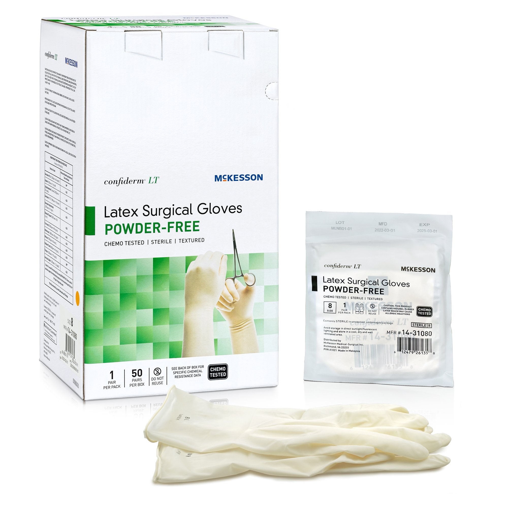 Confiderm® LT Latex Surgical Glove, Size 8, Ivory