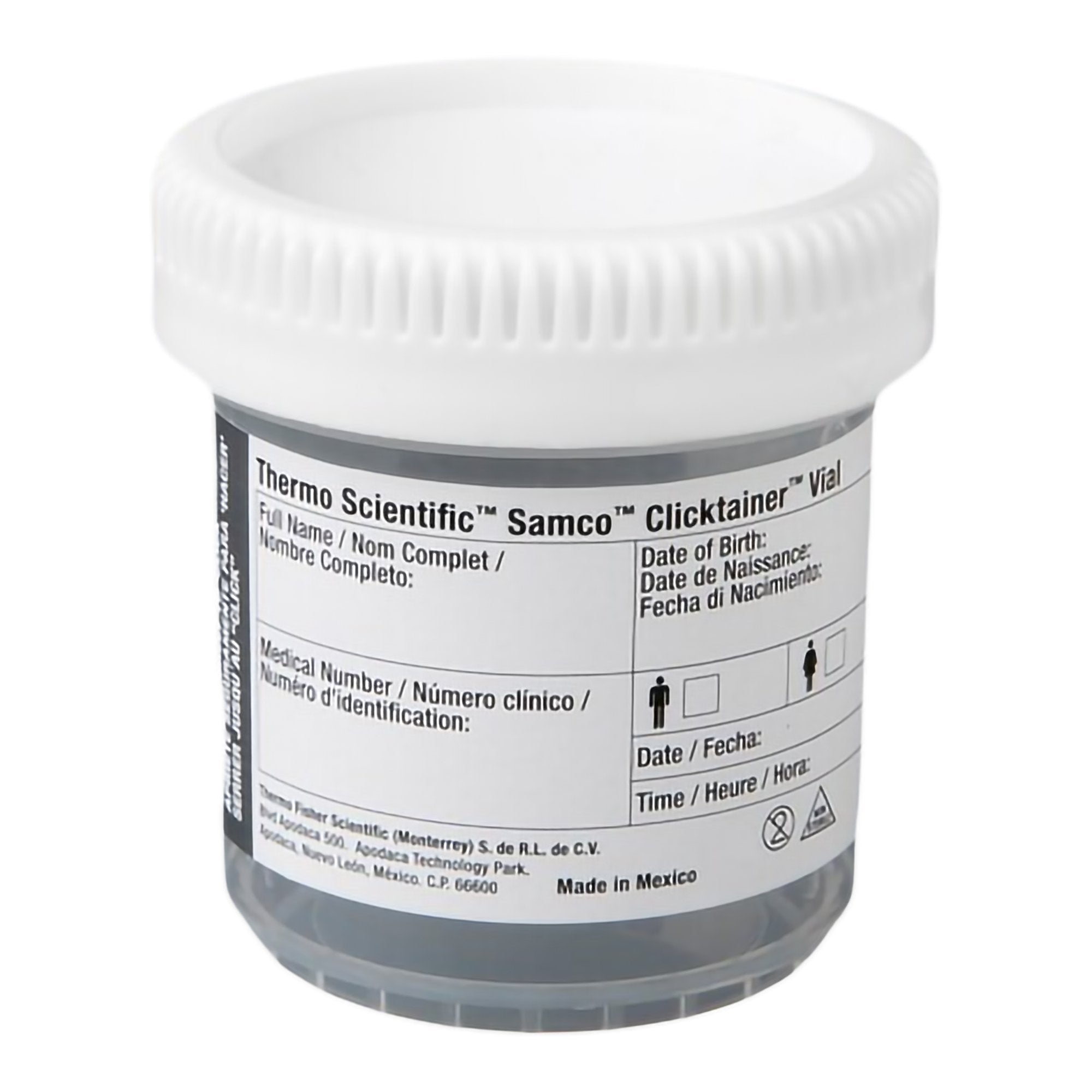 Specimen Container with Temperature Strip Samco™ Clicktainer™ 53 mm Opening 90 mL (3 oz.) Screw Cap Unprinted NonSterile