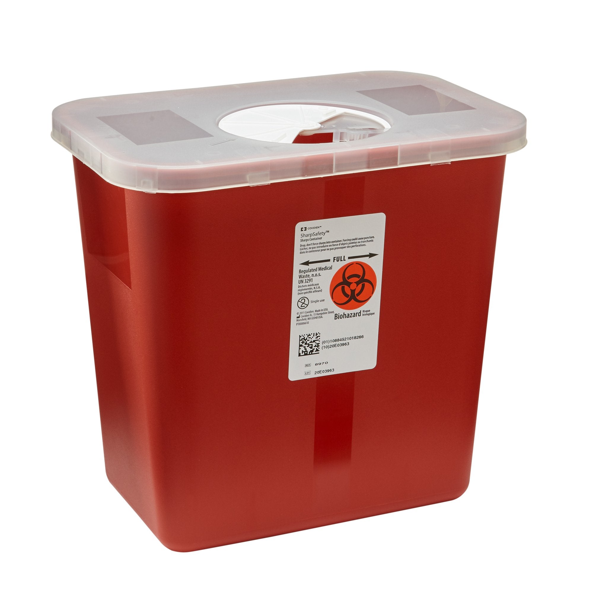 SharpSafety™ Multi-purpose Sharps Container, 2 Gallon, 10 x 7¼ x 10½ Inch