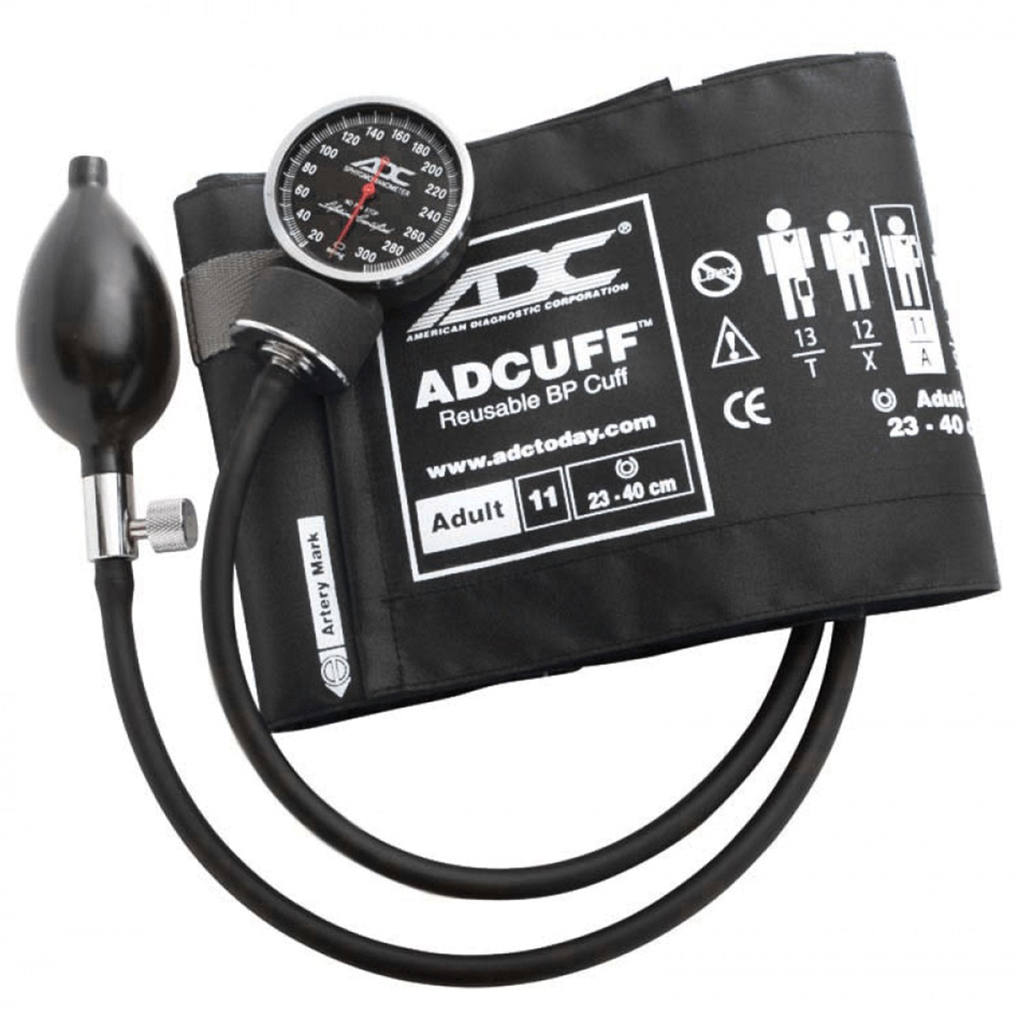 American Diagnostic Corp Diagnostic Arm Sphygmomanometer, Black, Size 11 Cuff, Pocket Size Hand Held