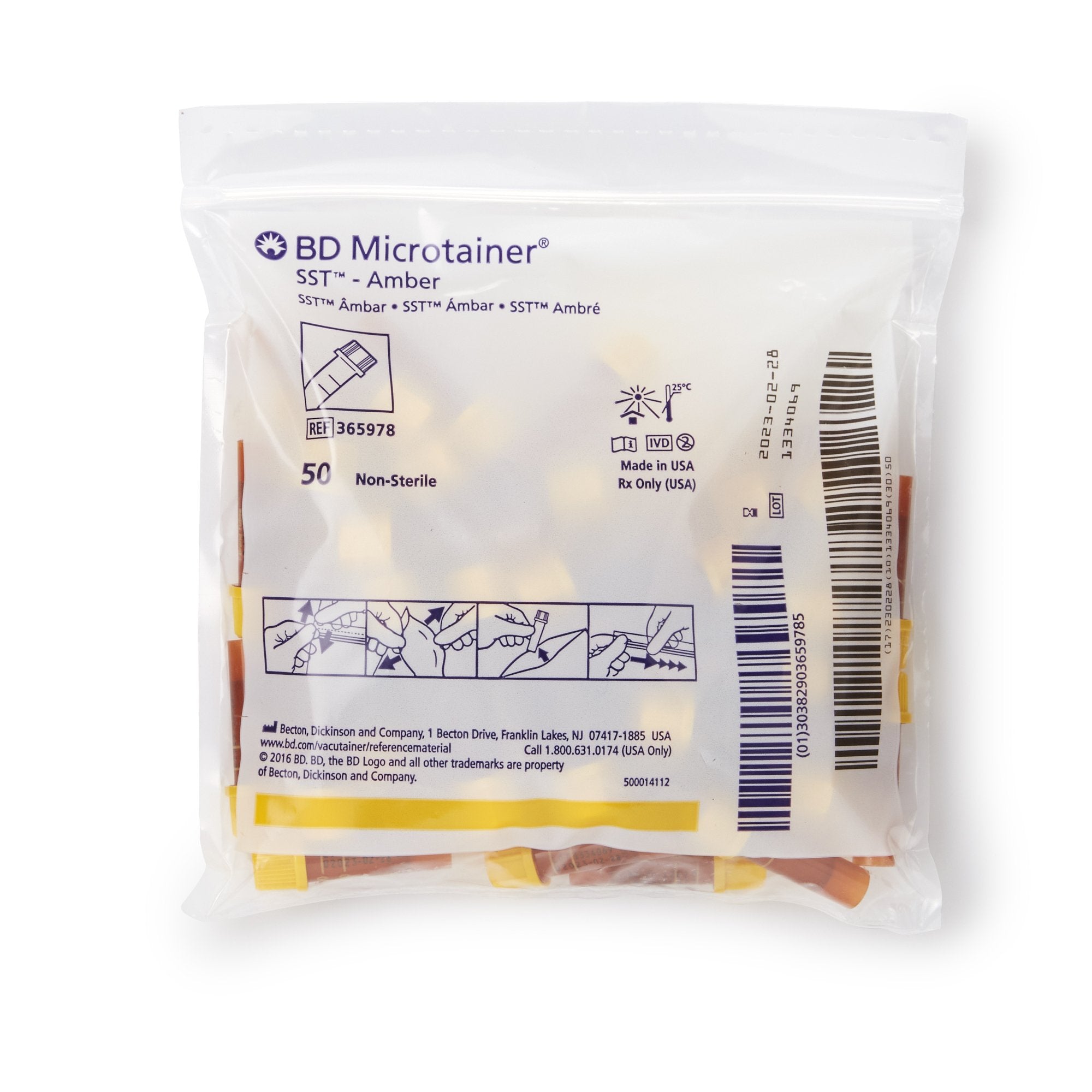 BD Microtainer® SST™ Capillary Blood Collection Tube Clot Activator / Separator Gel Additive 400 µL to 600 µL BD Microgard™ Closure Plastic Tube