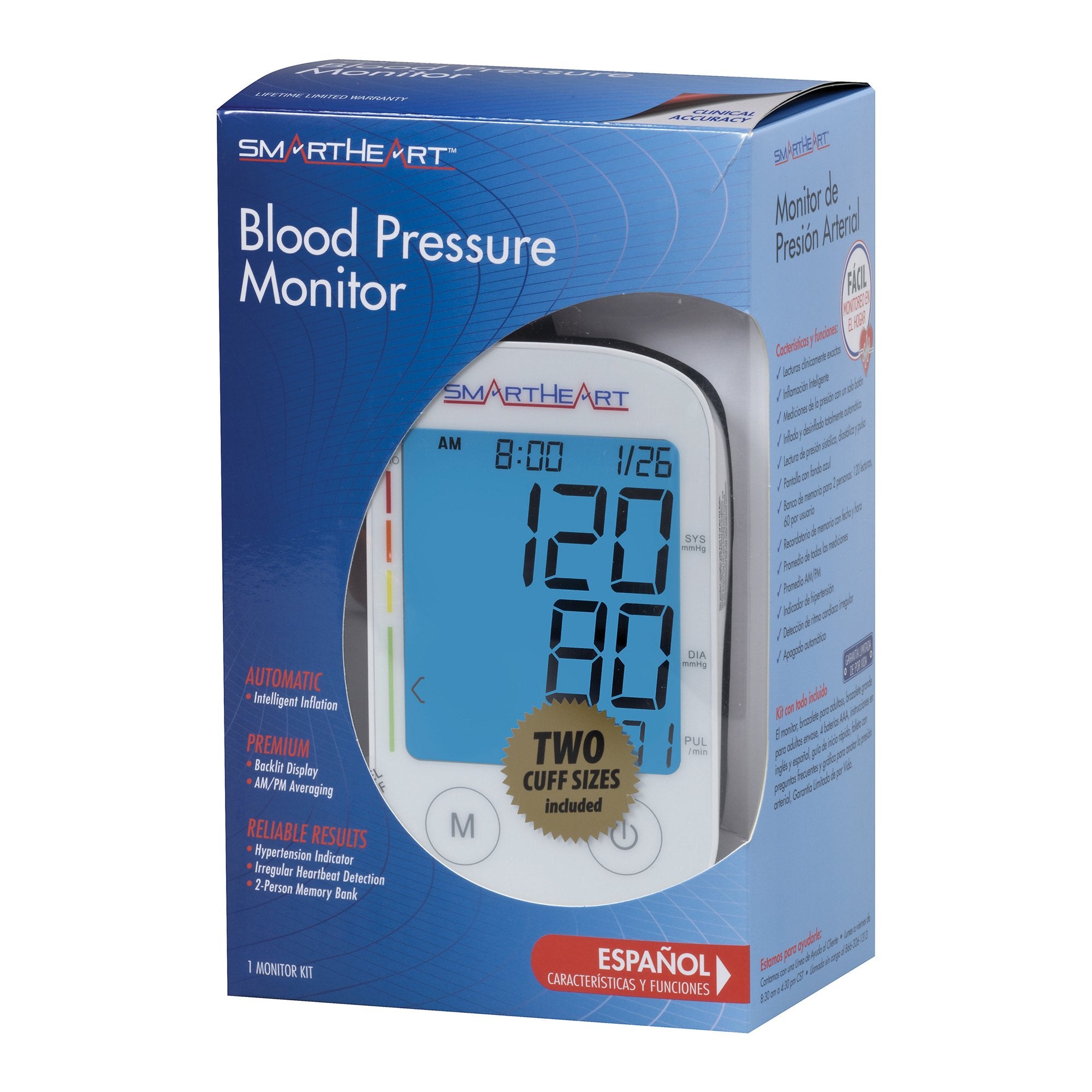 SmartHeart Blood Pressure Monitor with Automatic Inflation, L/XL Cuffs