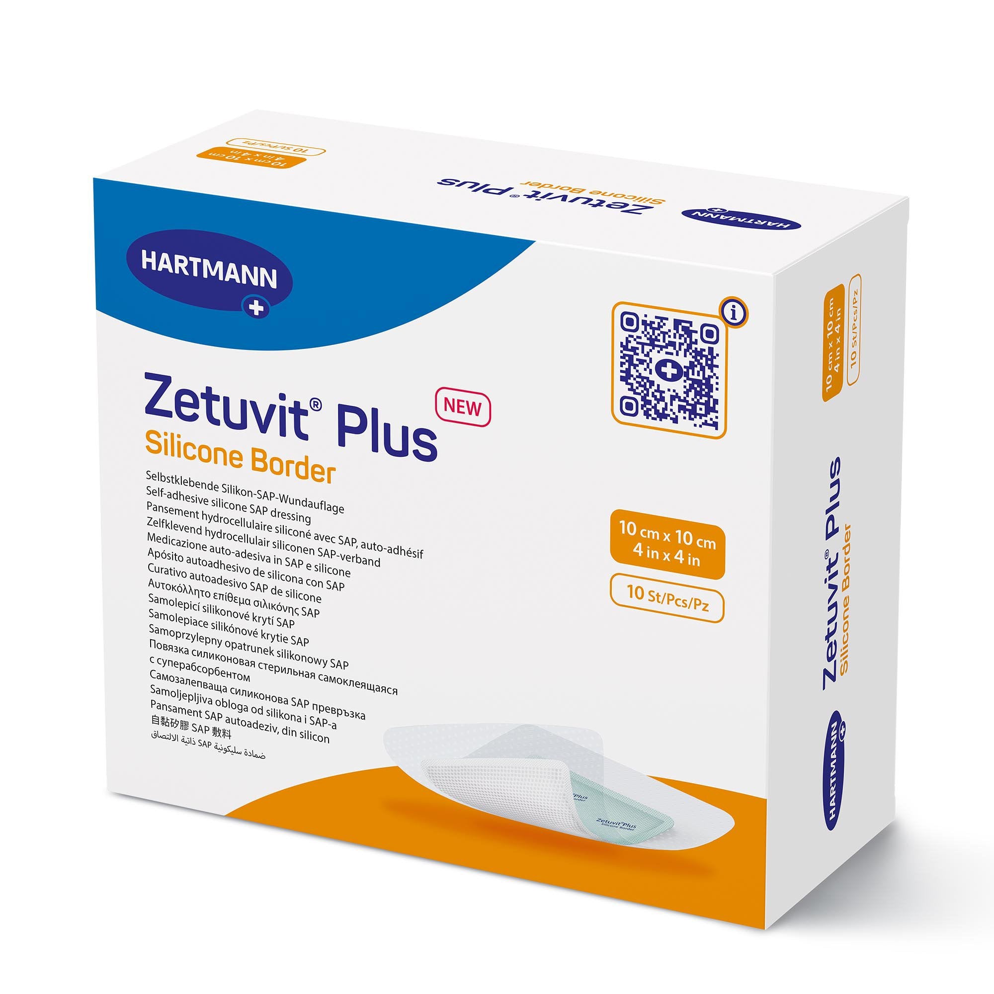 Zetuvit® Plus Silicone Border Super Absorbent Dressing, 4 x 4 Inch