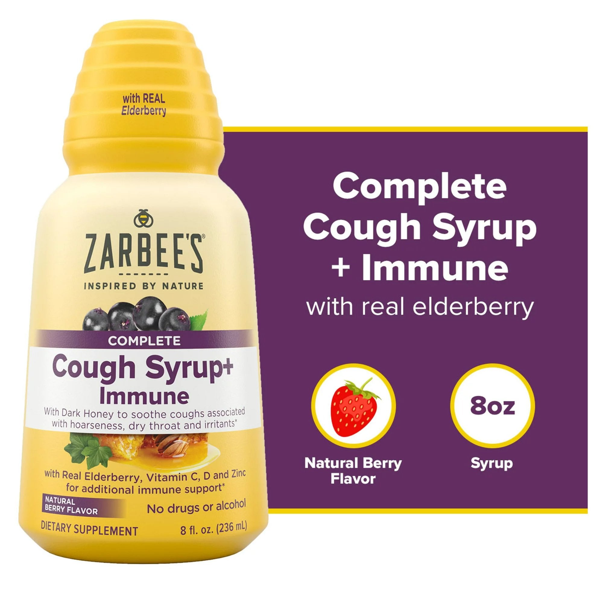 Cold and Cough Relief Zarbee's® Cough + Immune 11 g Strength Syrup 8 oz.