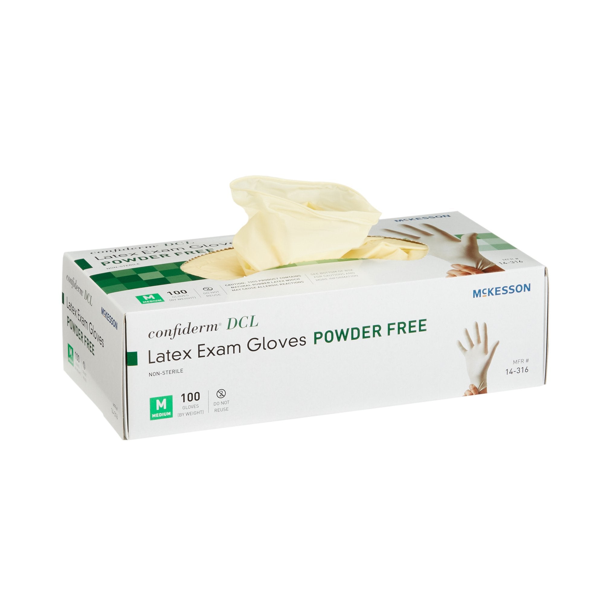 McKesson Confiderm® Latex Exam Glove, Medium, Ivory