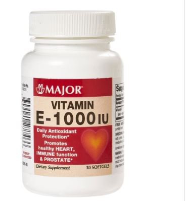 Vitamin Supplement Major® Vitamin E 1,000 IU Strength Capsule 100 per Bottle