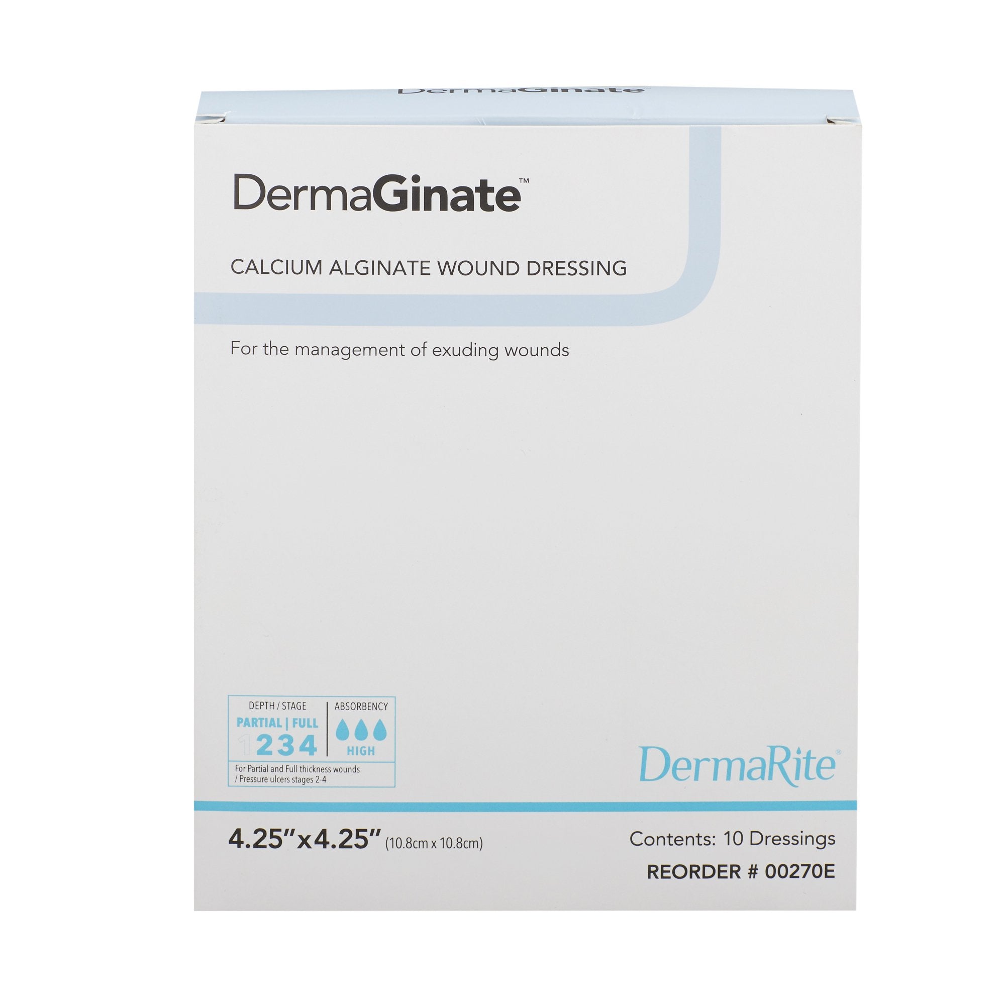 DermaGinate® Alginate Dressing, 4-1/4 x 4-1/4 Inch