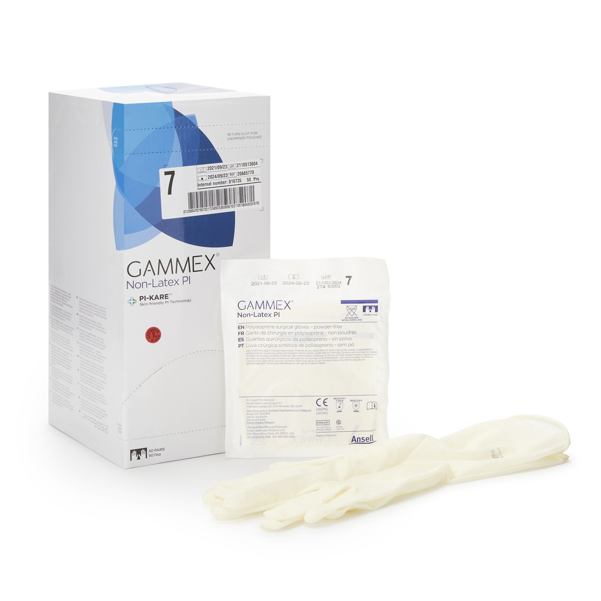 Gammex® Non-Latex PI Polyisoprene Surgical Glove, Size 7, White