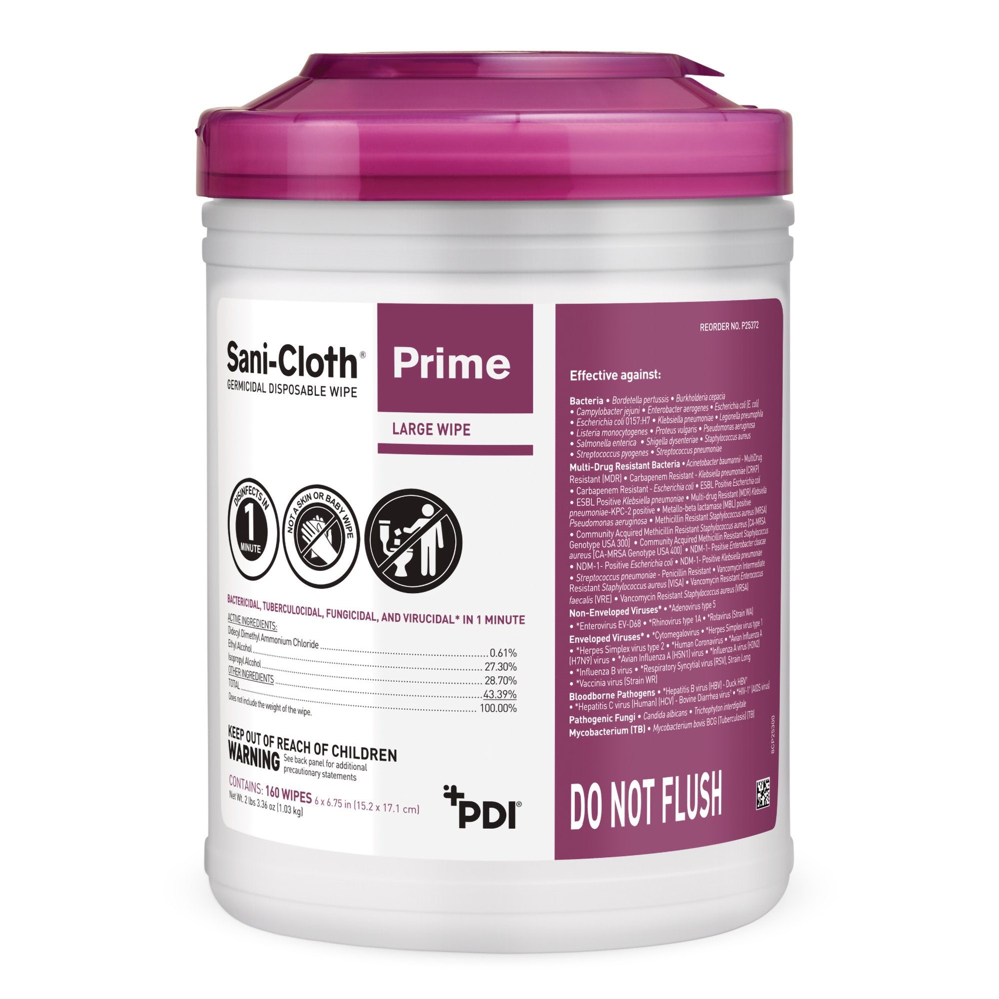 Sani-Cloth Prime Surface Disinfectant Cleaner Pre-moistened Germicidal Wipe, Non-Sterile Canister, Disposable