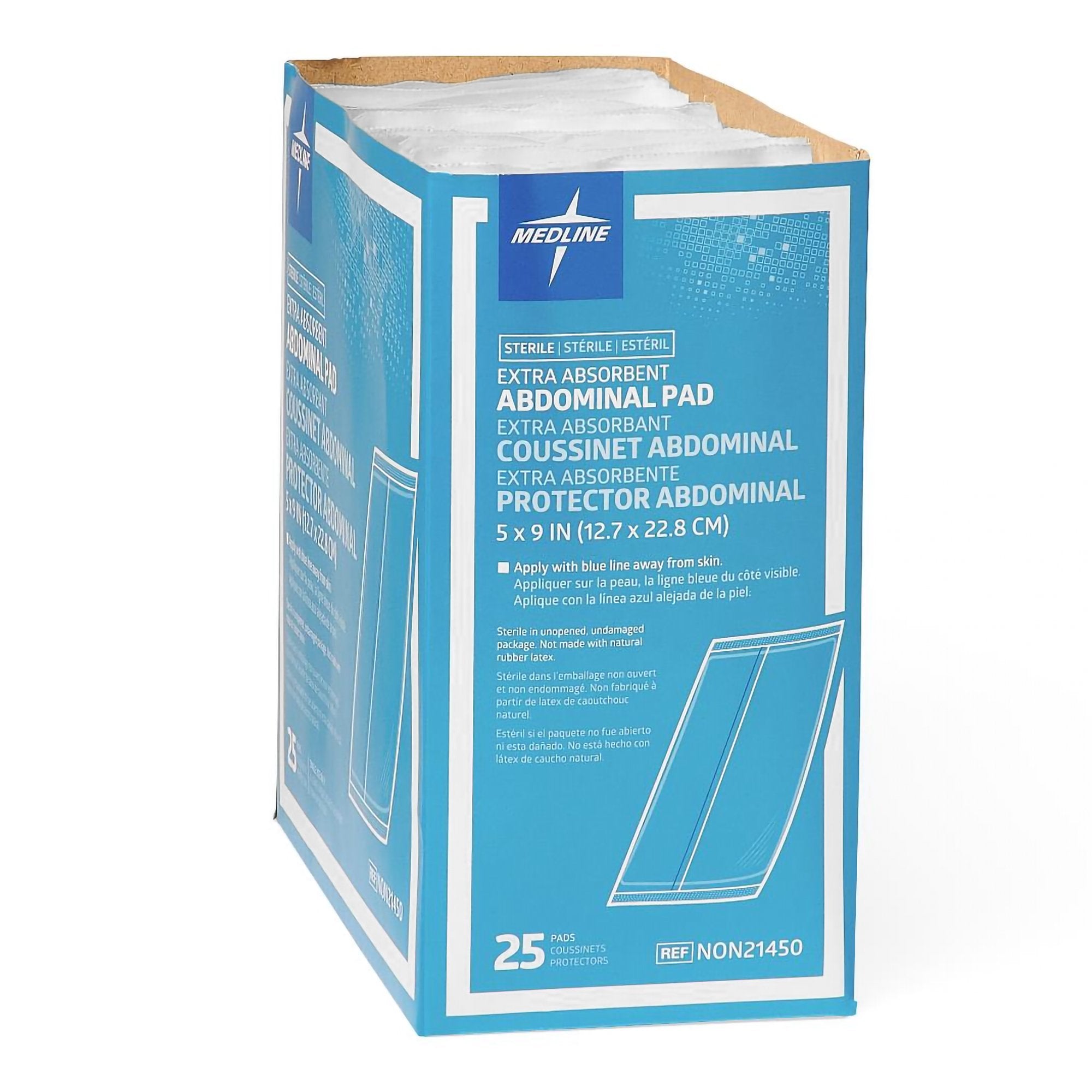 Abdominal Pad Medline 5 X 9 Inch Rectangle Sterile 1 per Pack