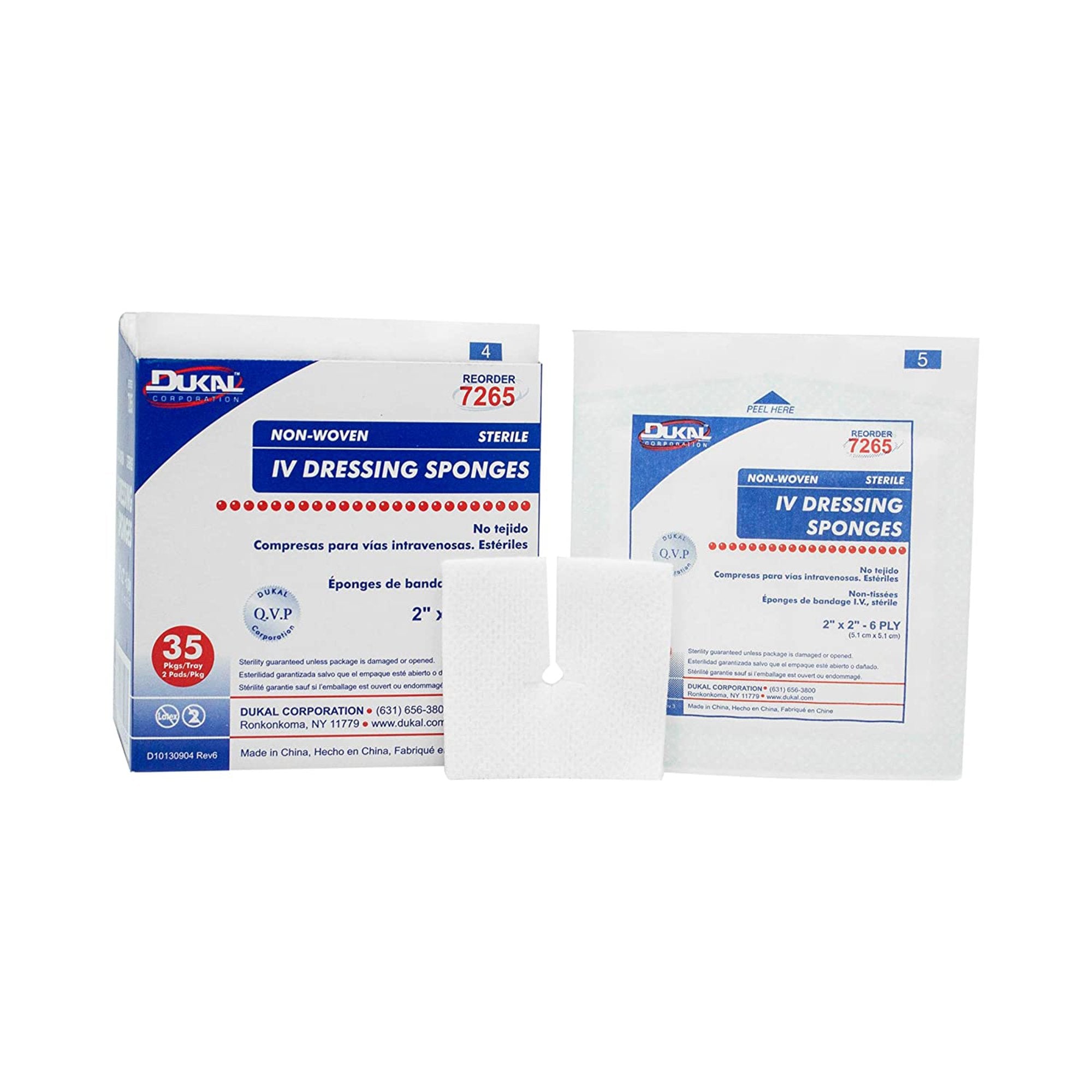 I.V. Sponge Dukal™ 2 X 2 Inch 6-Ply Sterile 2 per Pack