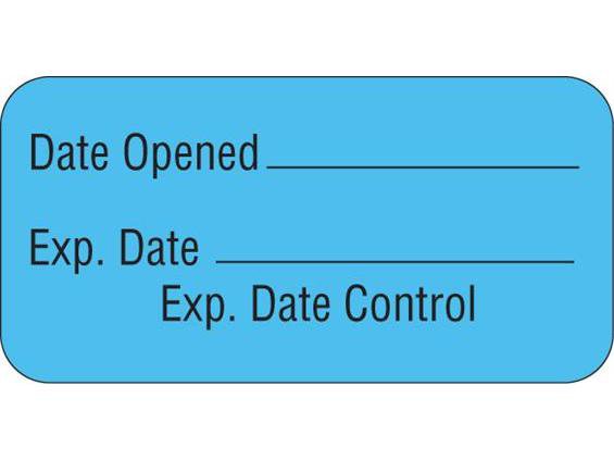 Pre-Printed / Write On Label Advisory Label Blue Date Opened _____ / Exp. Date _____ / Expiration Date Control Black Quality Control Label 3/4 X 1-1/2 Inch