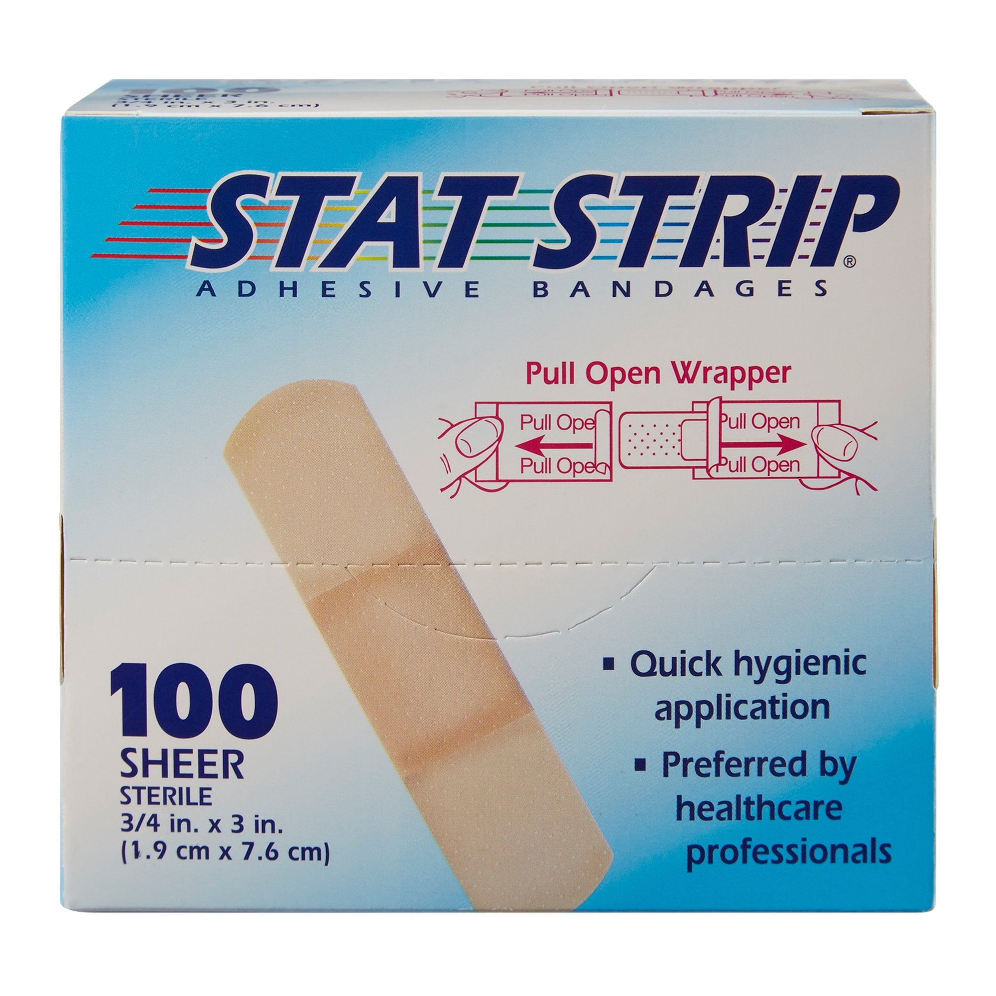 American® White Cross Stat Strip® Tan Adhesive Strip, ¾ x 3 Inch