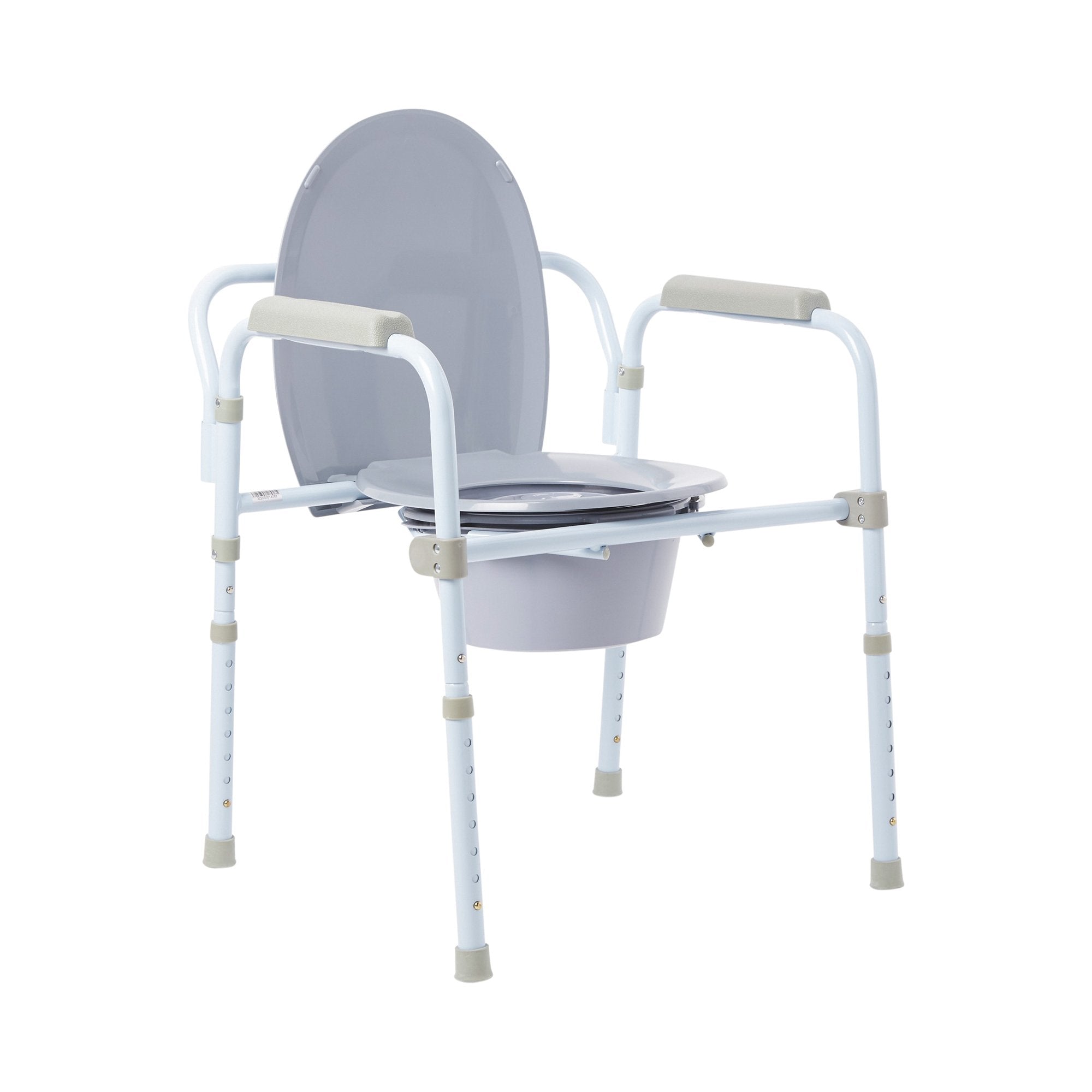 McKesson Folding, Fixed Arm, Steel Commode Chair, 17 – 23 Inch