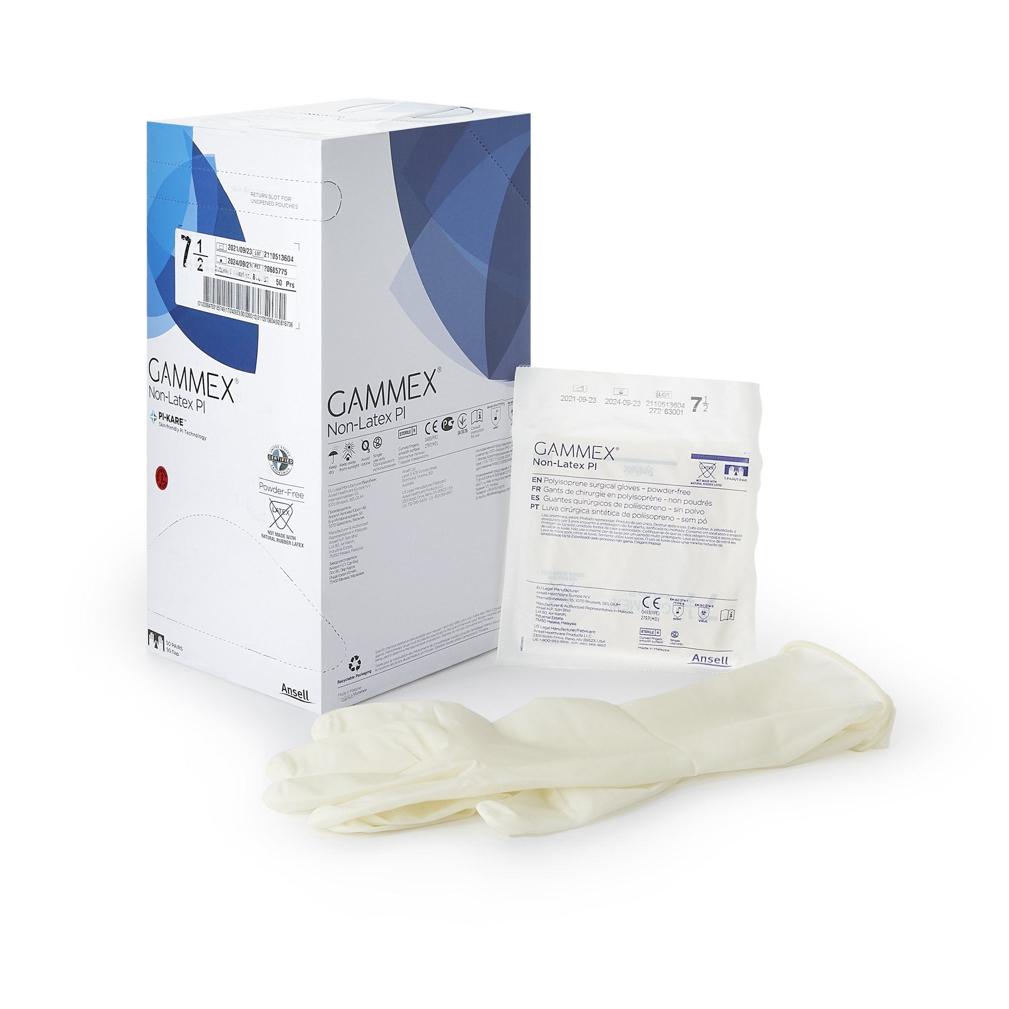 Gammex® Non-Latex PI Polyisoprene Surgical Glove, Size 7.5, White