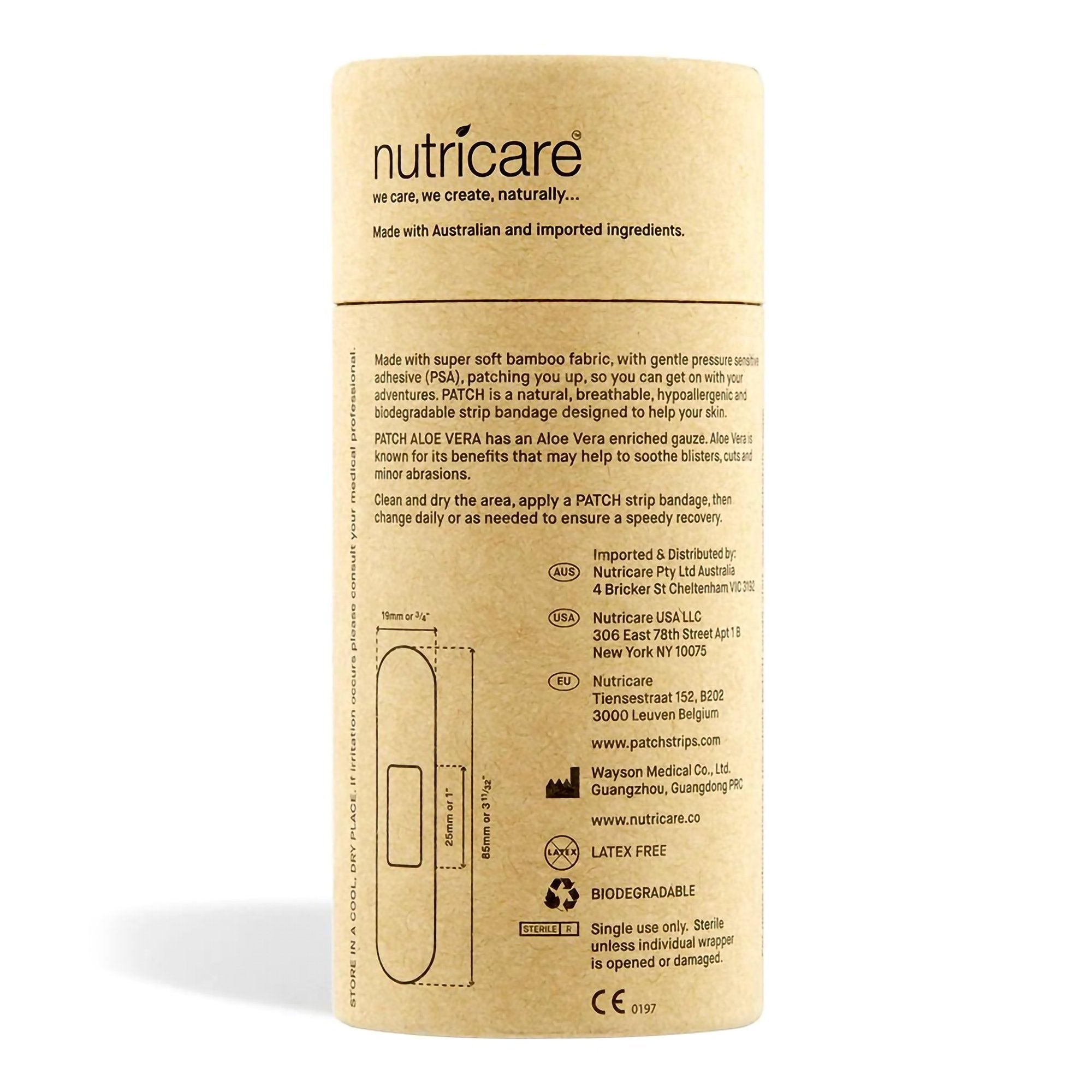 Patch™ Burns and Blisters Adhesive Strip with Aloe Vera, 3/4 x 3 Inch