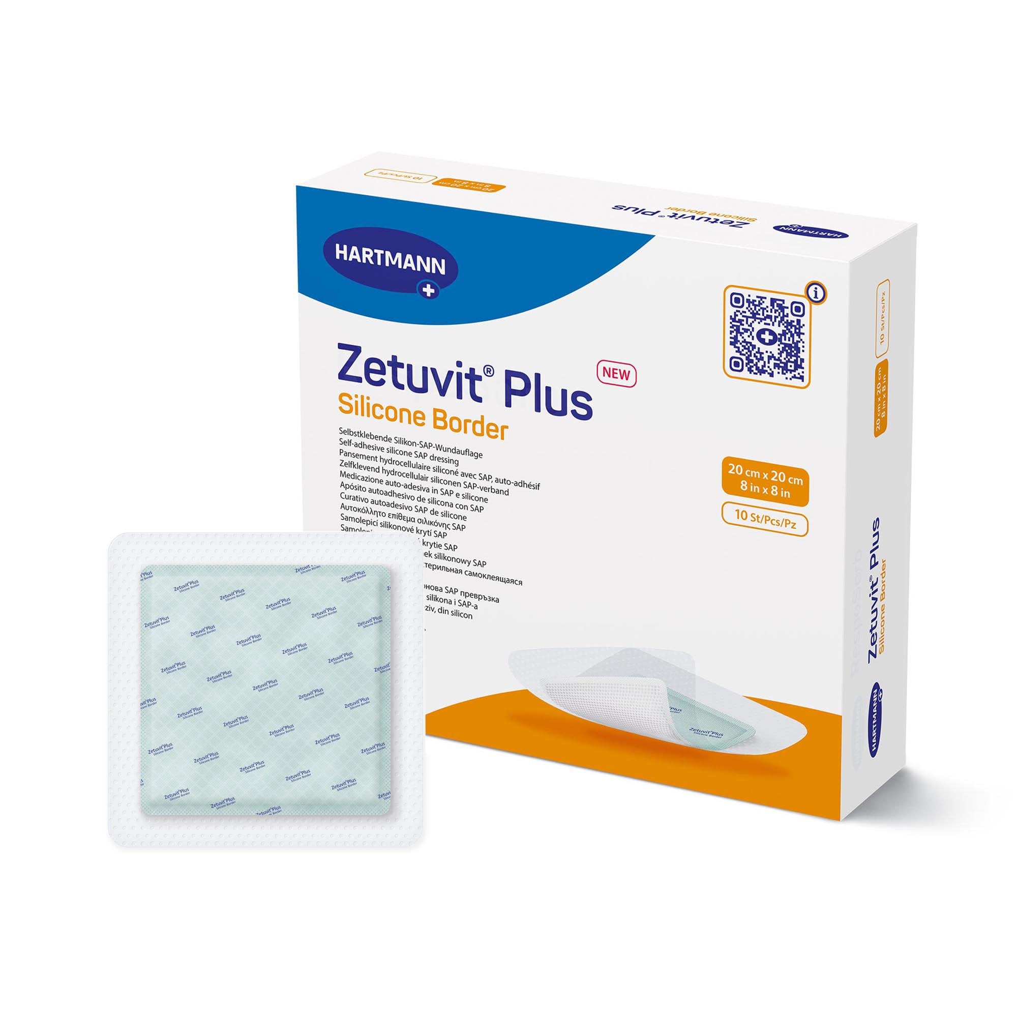 Zetuvit® Plus Silicone Border Super Absorbent Dressing, 8 x 8 Inch