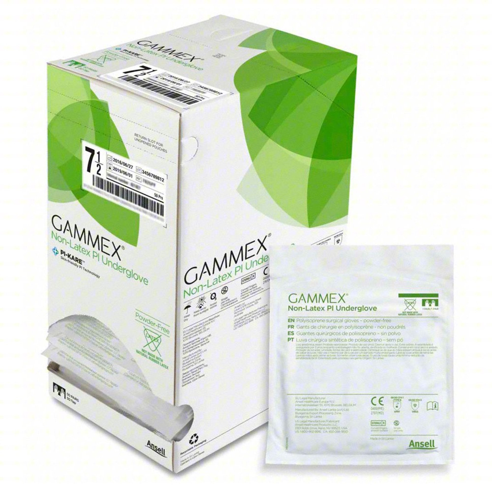 Gammex® Non-Latex PI Polyisoprene Surgical Underglove, Size 7.5, Green