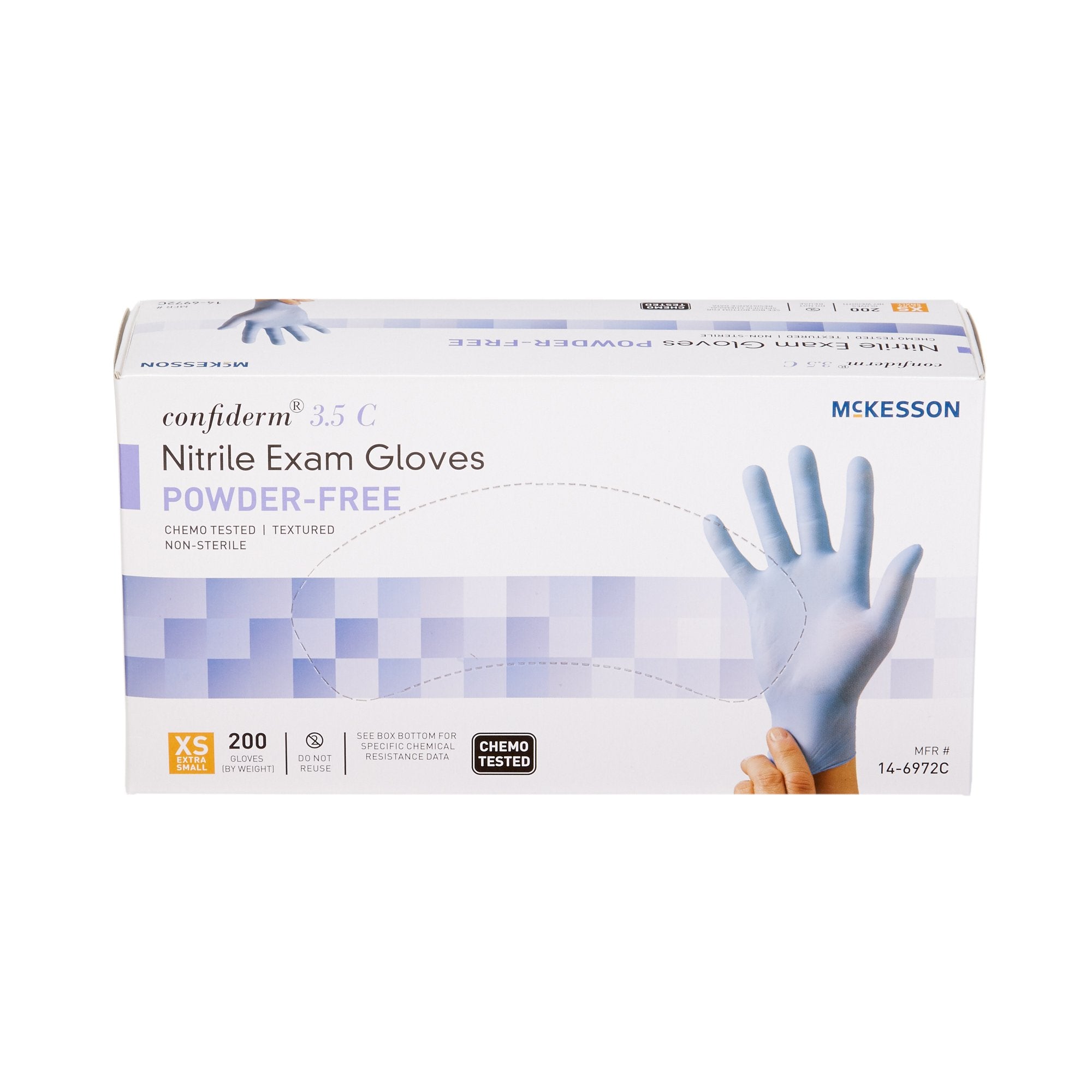 McKesson Confiderm® 3.5C Nitrile Exam Glove, Extra Small, Blue