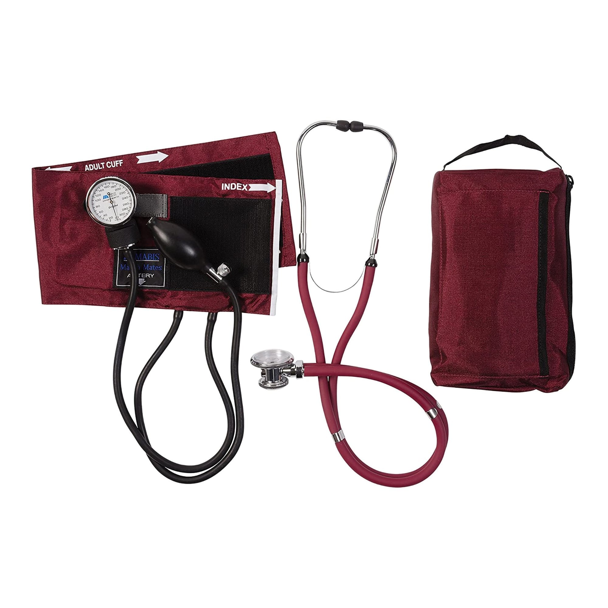 Mabis® MatchMates Aneroid Sphygmomanometer and Stethoscope Blood Pressure Kit, Burgundy