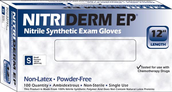 NitriDerm® EP Nitrile Extended Cuff Length Exam Glove, Medium, Blue