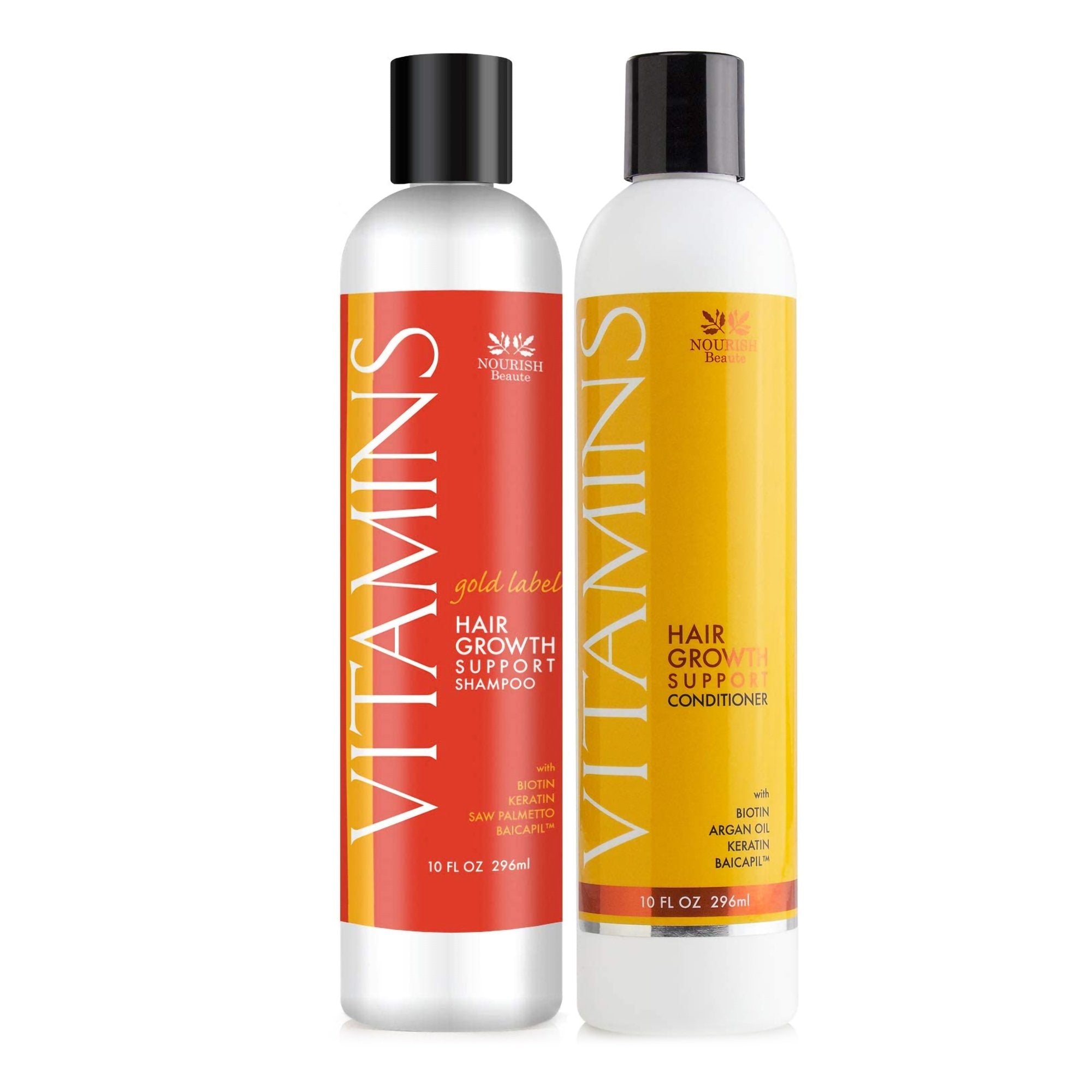 Nourish Beauté Premium Vitamins Hair Growth Support Shampoo and Conditioner