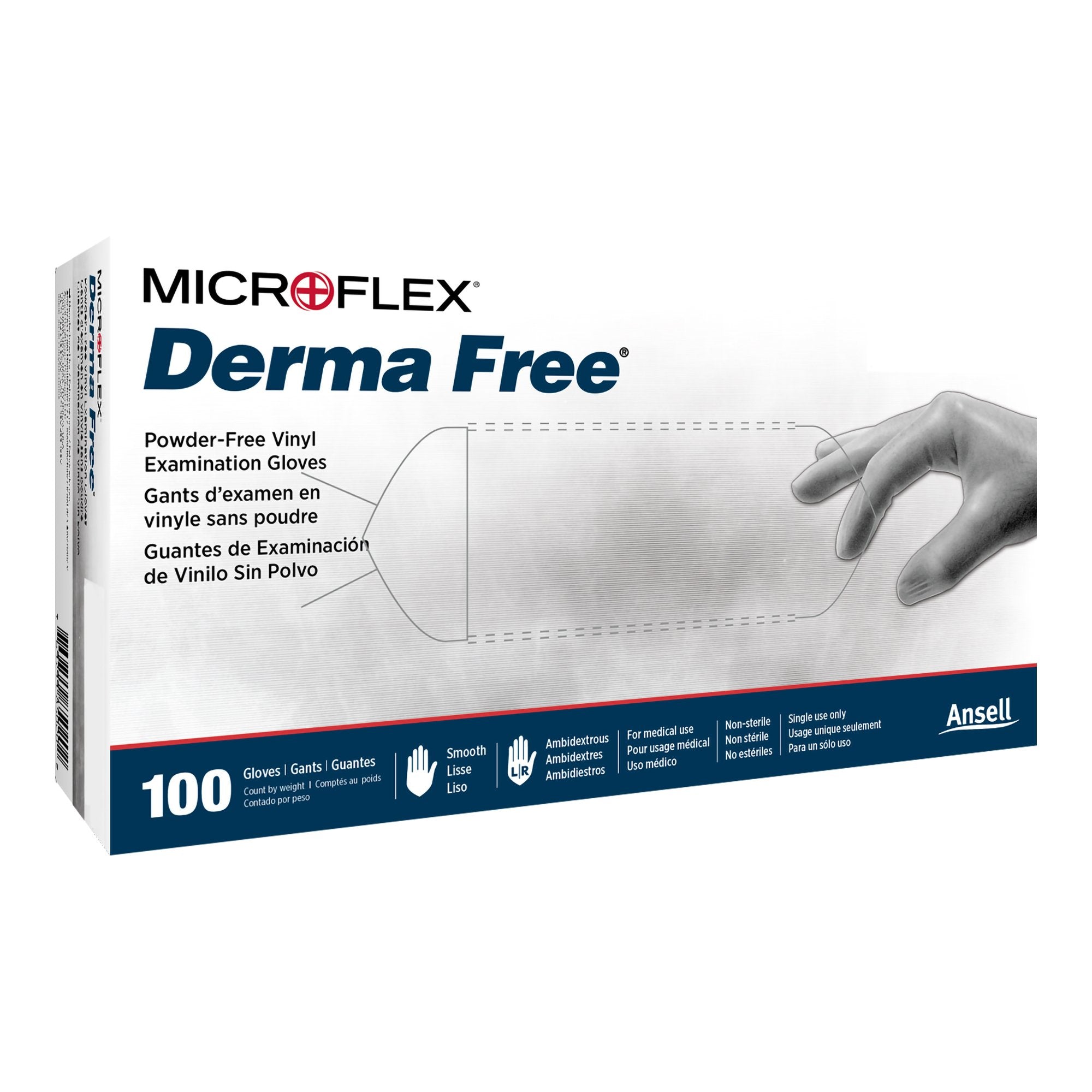 Derma Free™ Exam Glove, Extra Large, Clear