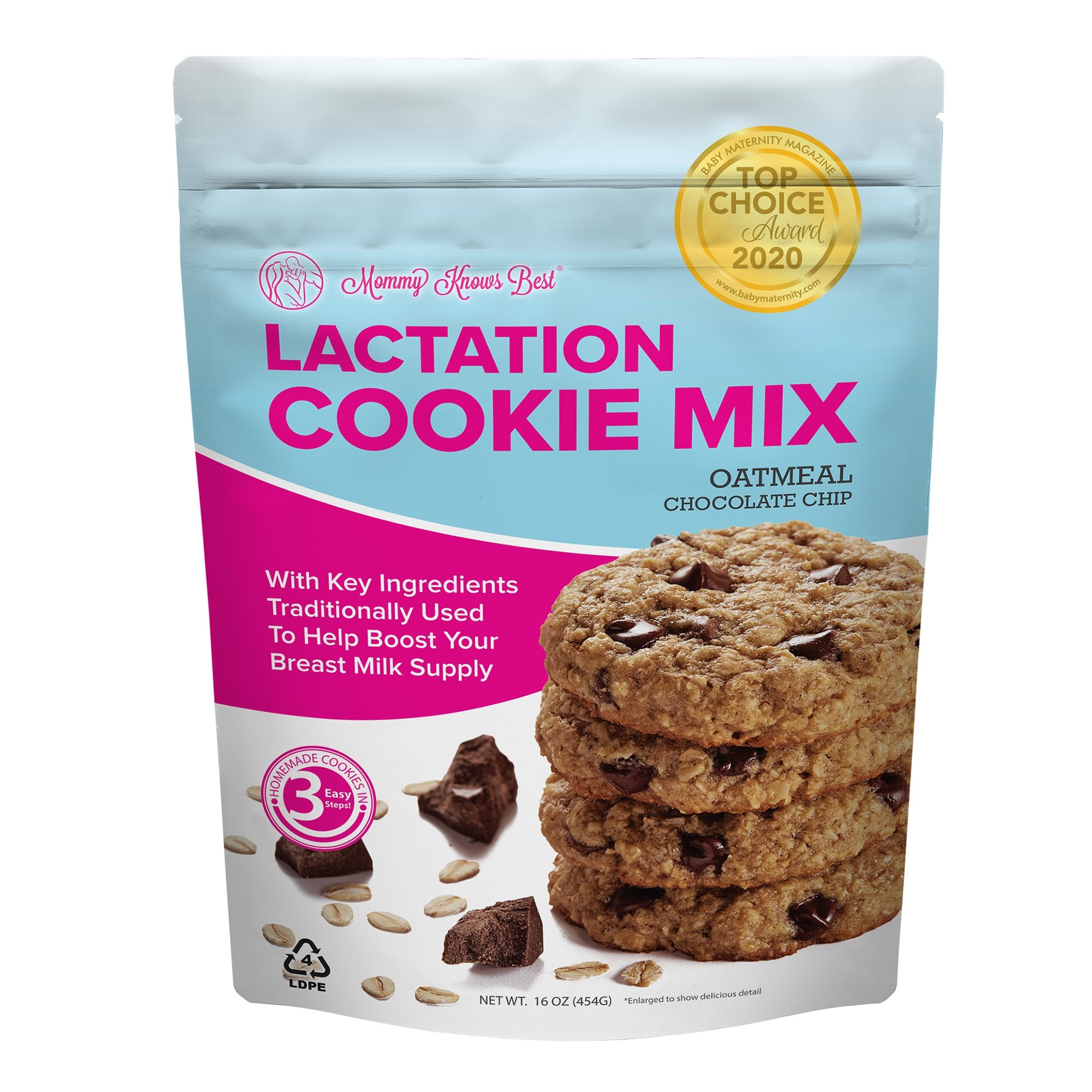 Mommy Knows Best® Lactation Oatmeal Chocolate Chip Cookie Mix, Breastfeeding Supplement