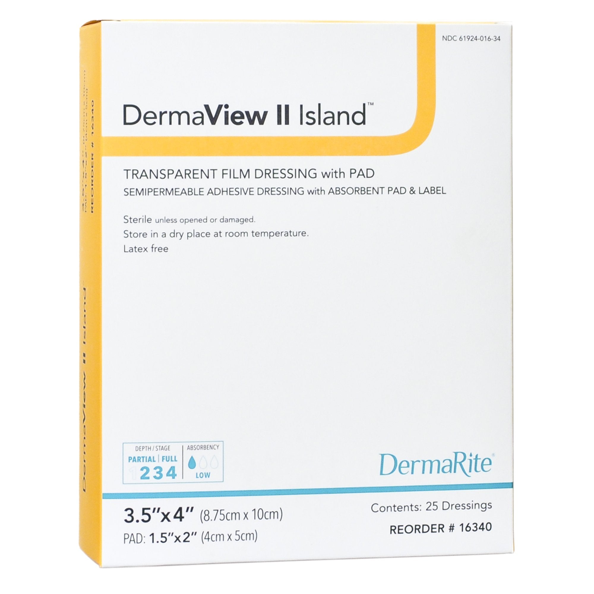 DermaView II™ Island Transparent Film Dressing with Pad, 3½ x 4 Inch