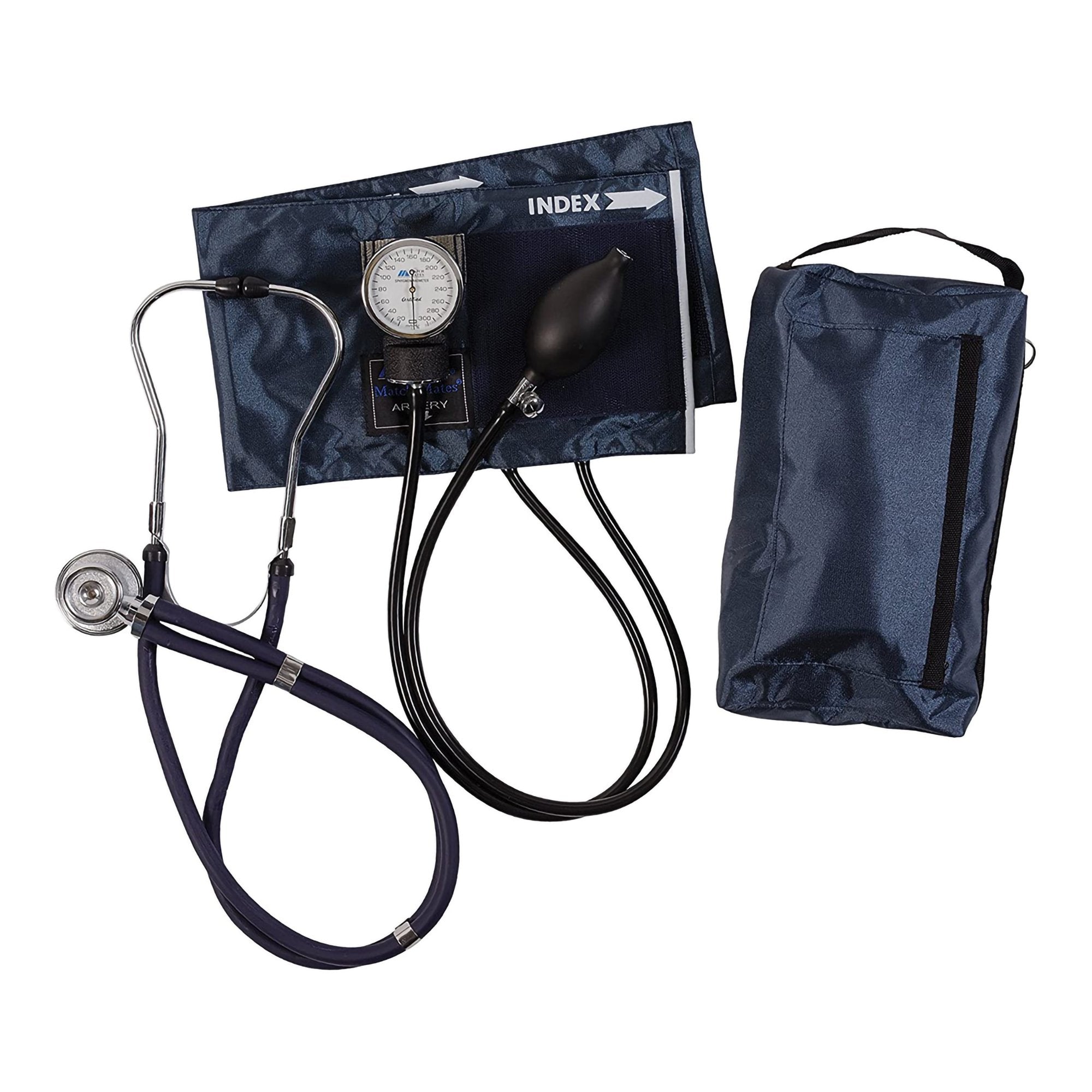 Mabis® MatchMates Aneroid Sphygmomanometer and Stethoscope Blood Pressure Kit, Navy Blue