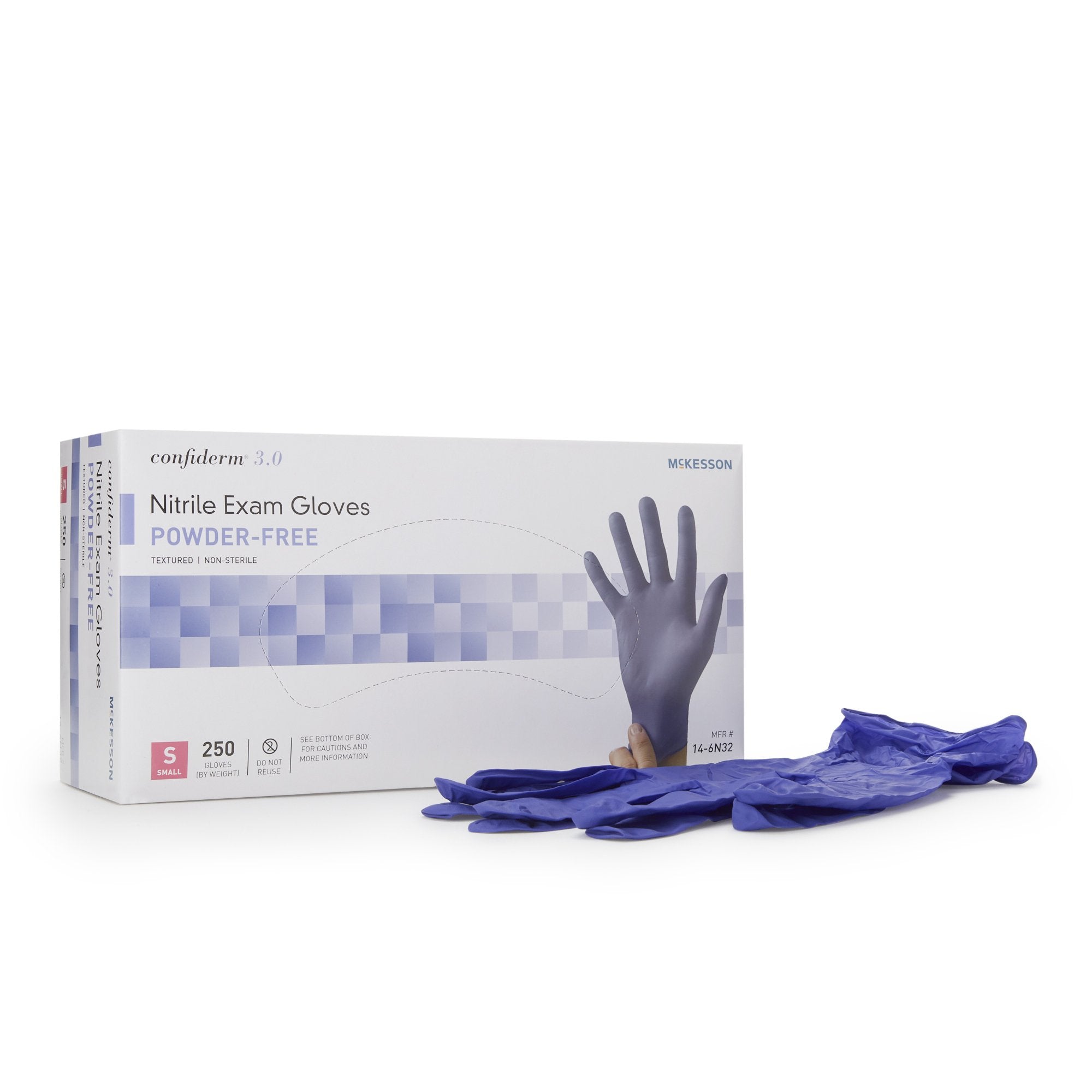 McKesson Confiderm® 3.0 Nitrile Exam Glove, Small, Blue