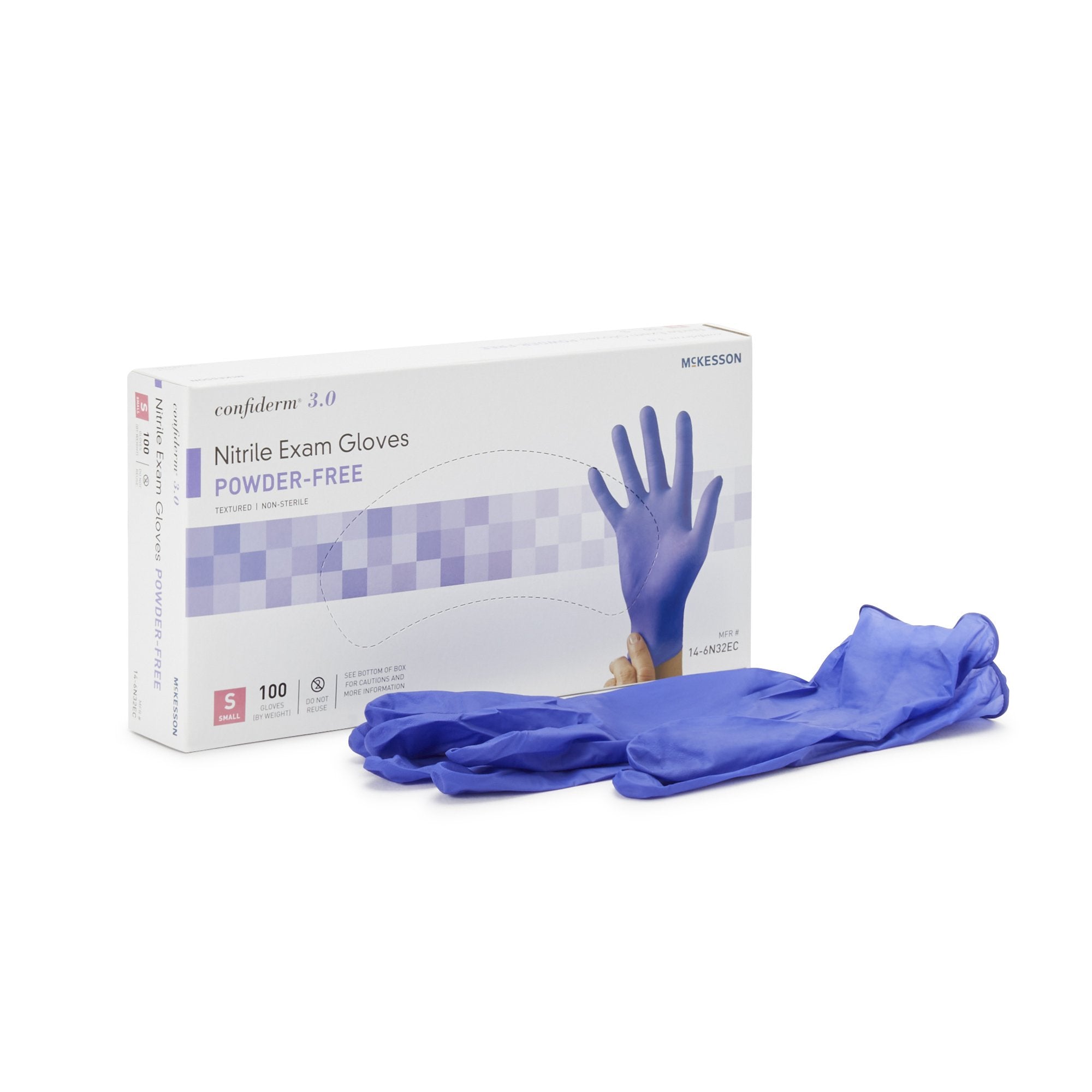 McKesson Confiderm® 3.0 Nitrile Exam Glove, Small, Blue