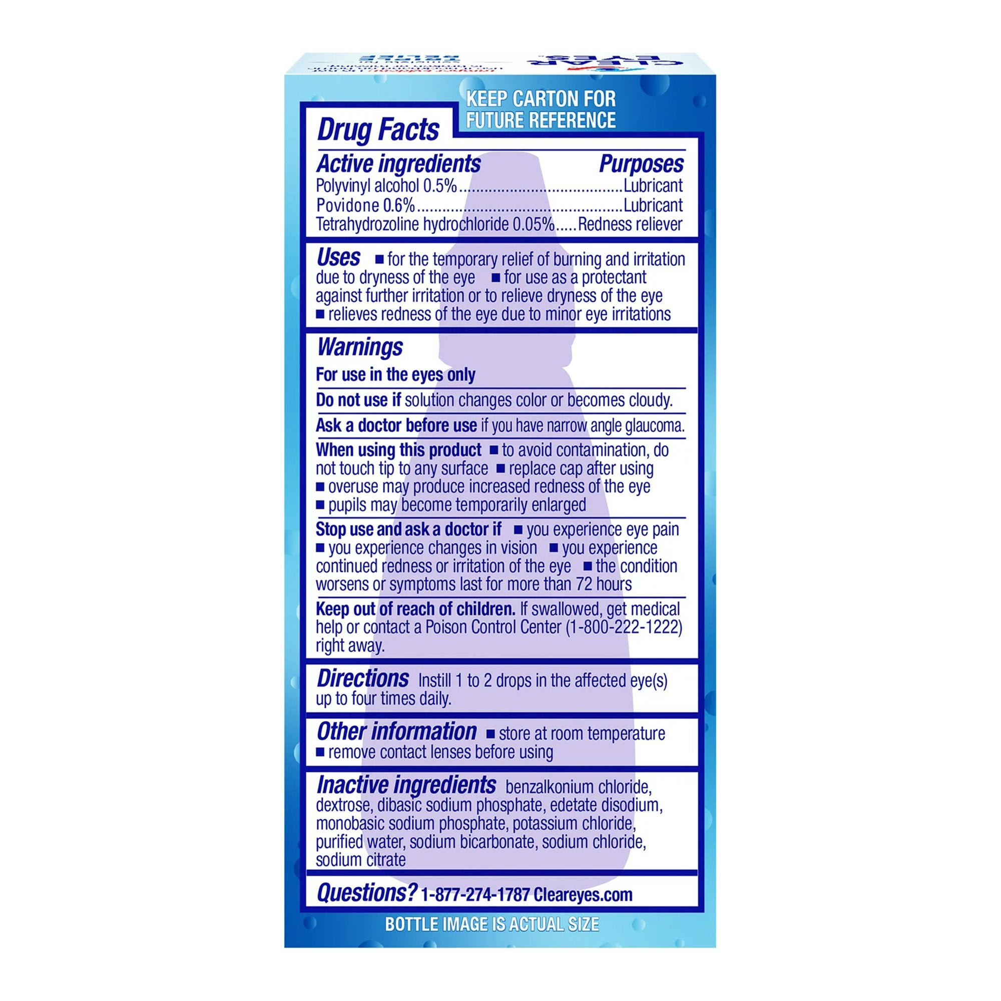 Clear Eyes® Triple Action Lubricant Redness Reliever Eye Drops
