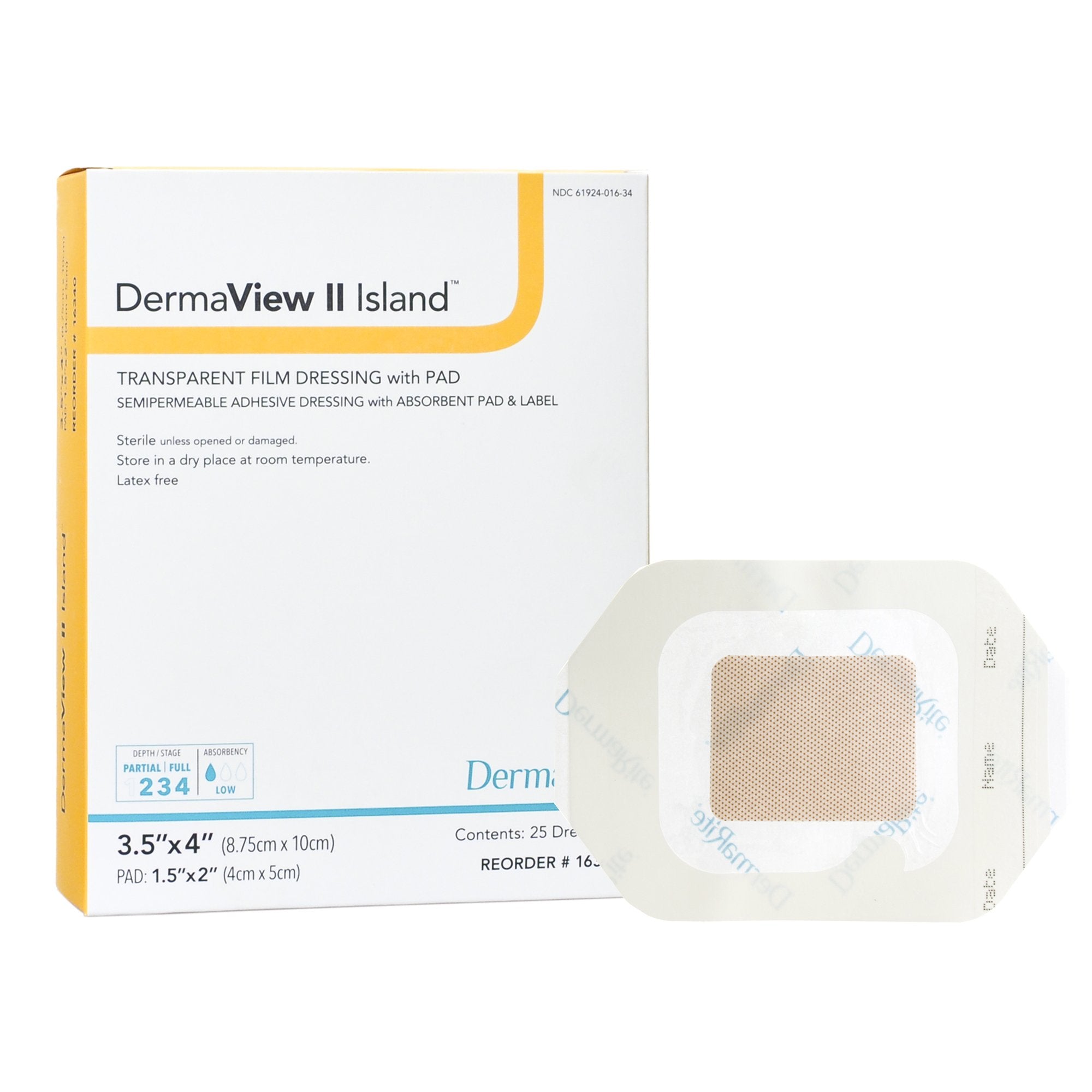 DermaView II™ Island Transparent Film Dressing with Pad, 3½ x 4 Inch